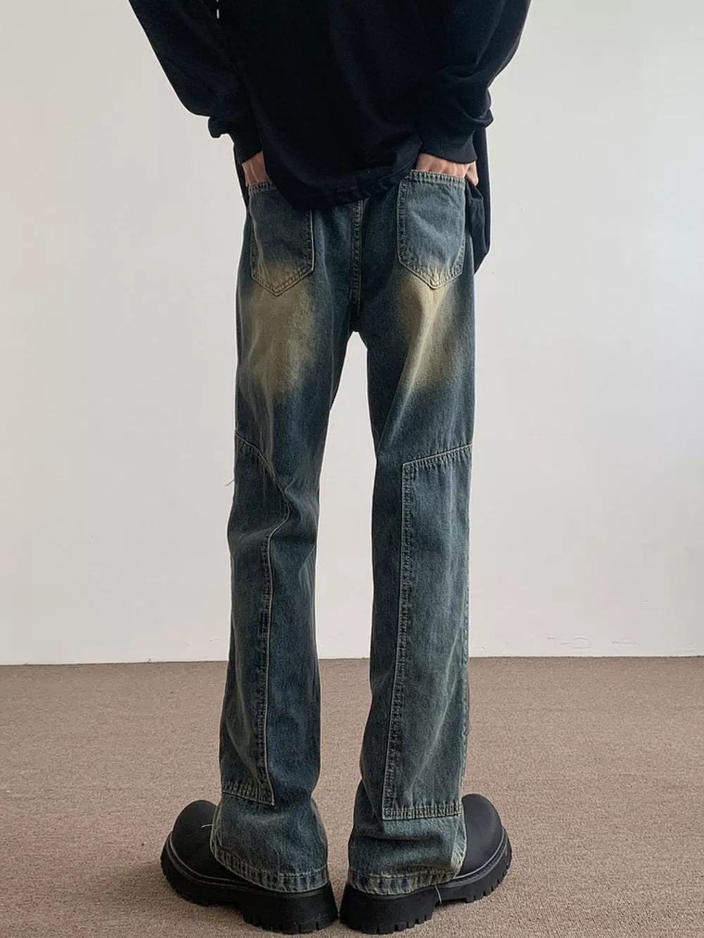 Men's Vintage Wash Flare Jeans, image 6