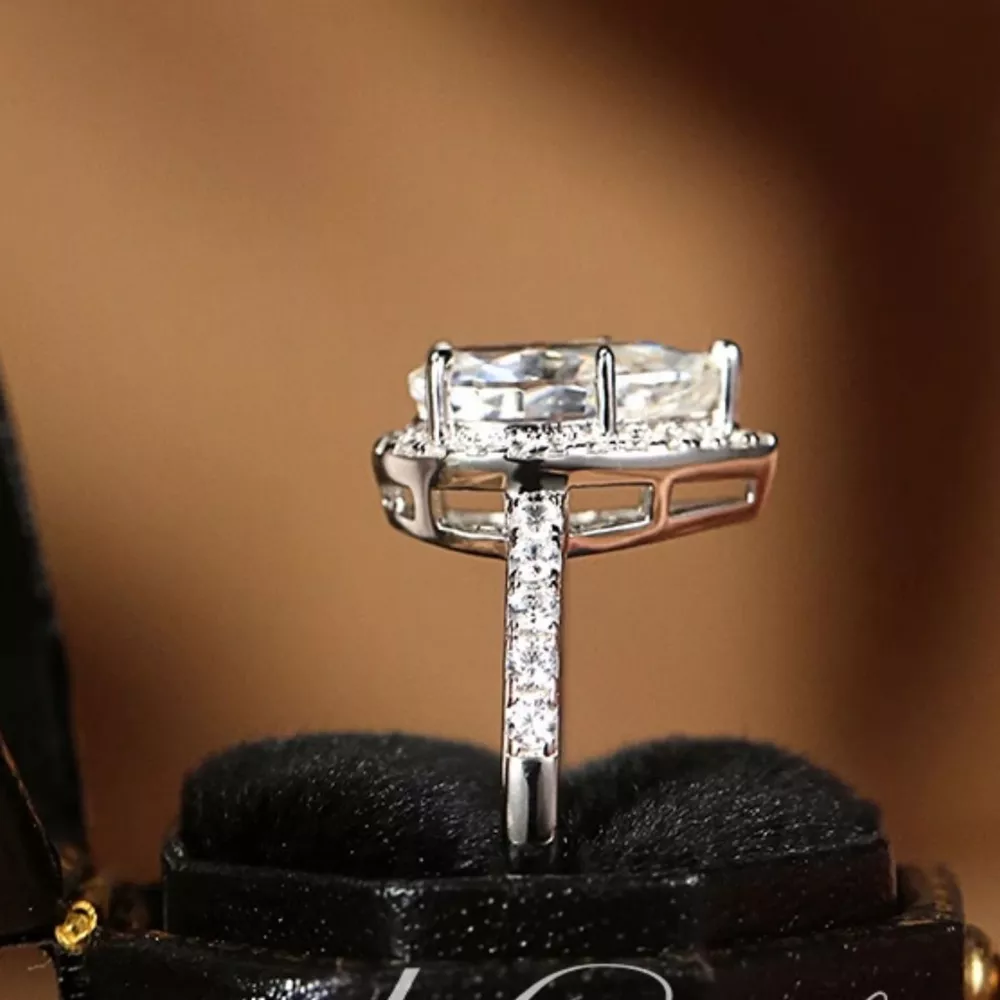 4 Carat 925 Sterling Silver Moissanite Teardrop Ring, image 5