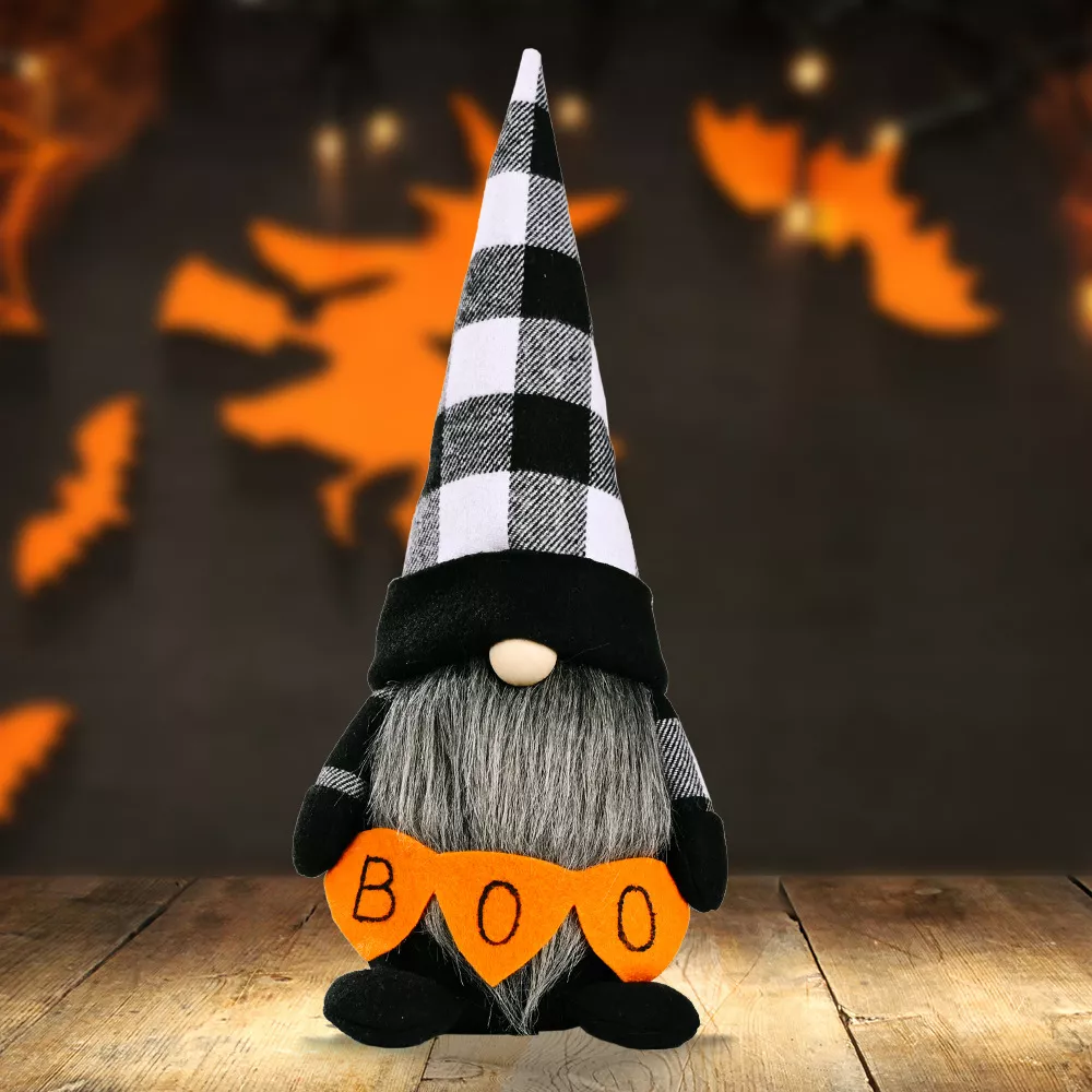 Halloween Decorative Gnome with 'BOO' Sign