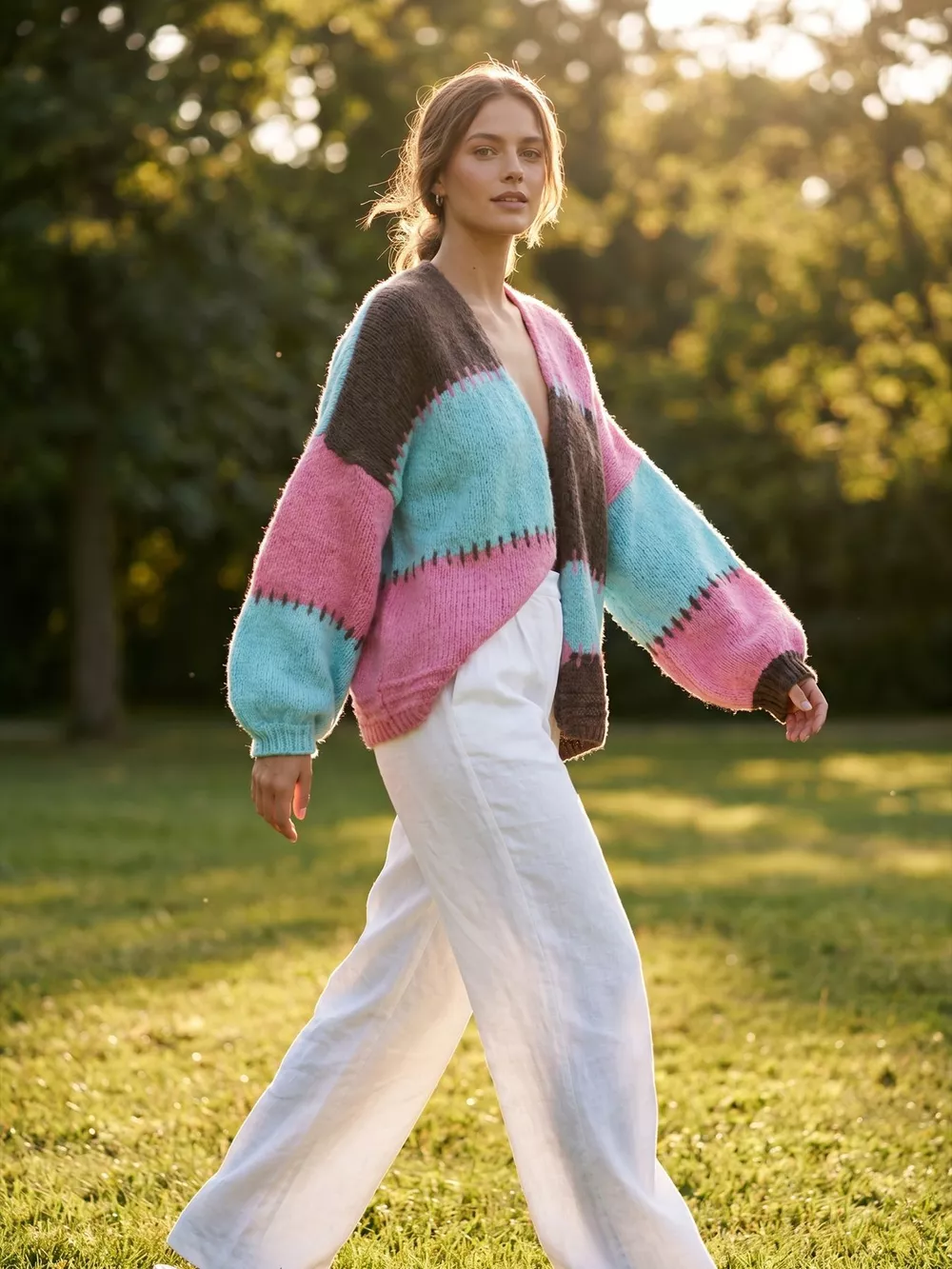 Color-Block V-Neck Cardigan, image 17
