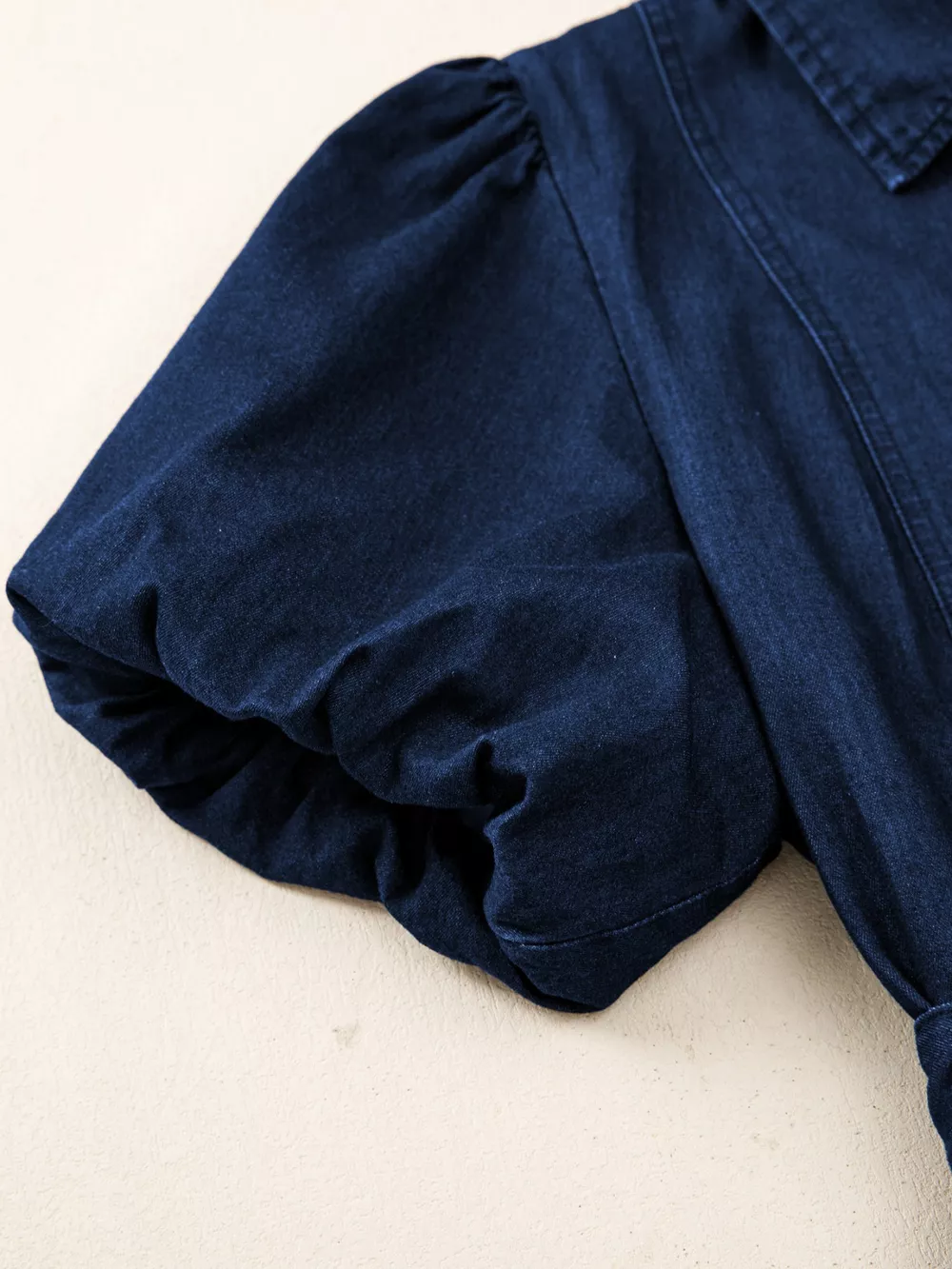 Belted Button-Down Midi Denim Dress, image 7