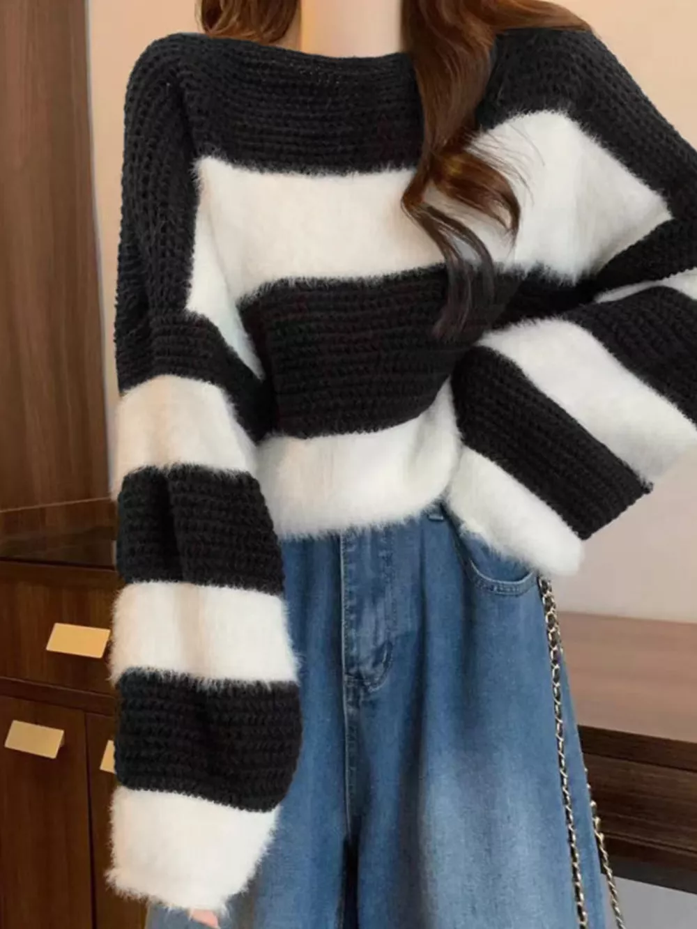 Color Block Dropped Shoulder Sweater, image 2
