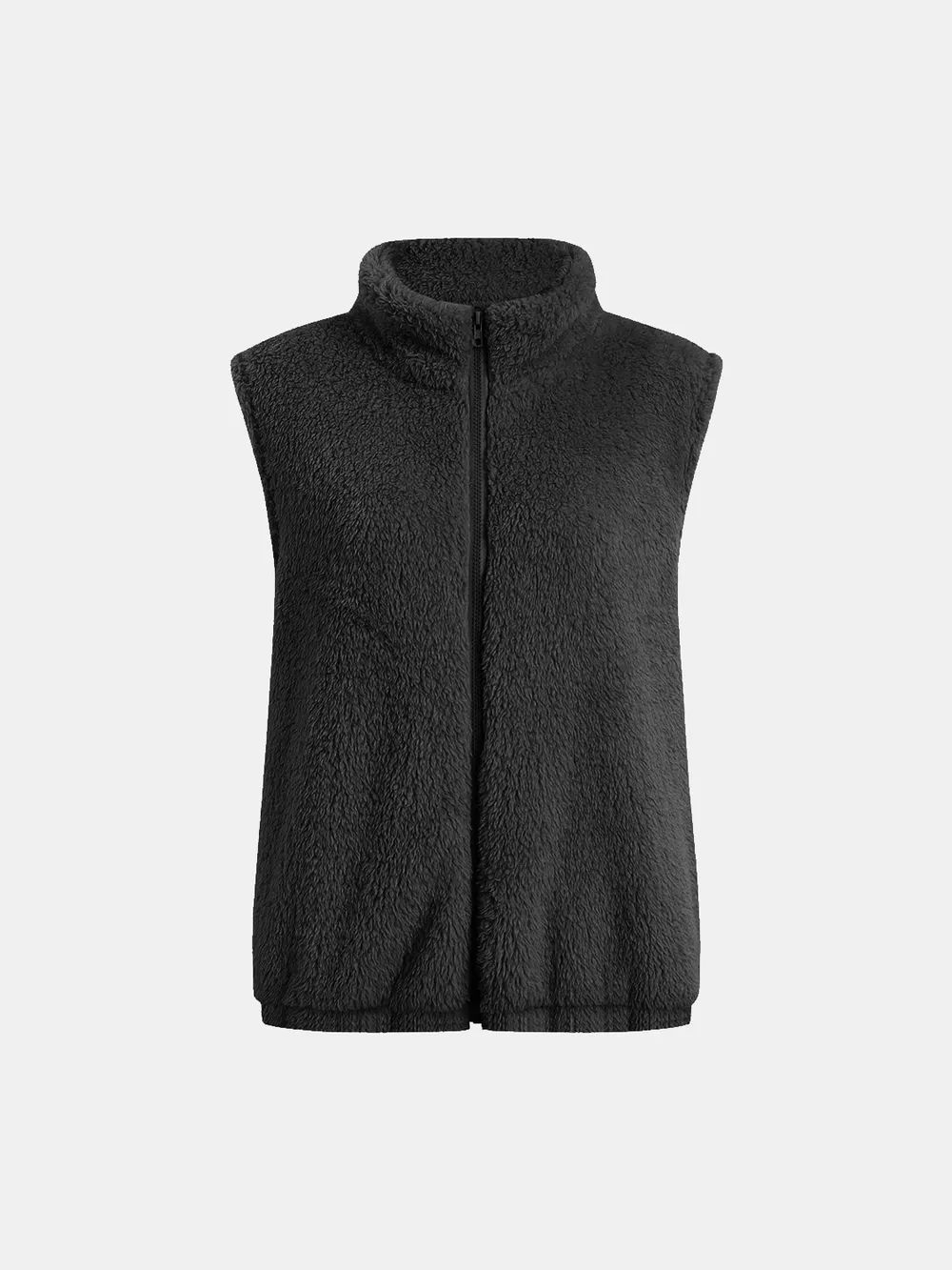 Full Size Fuzzy Zip Up Vest Coat with Pockets, image 5