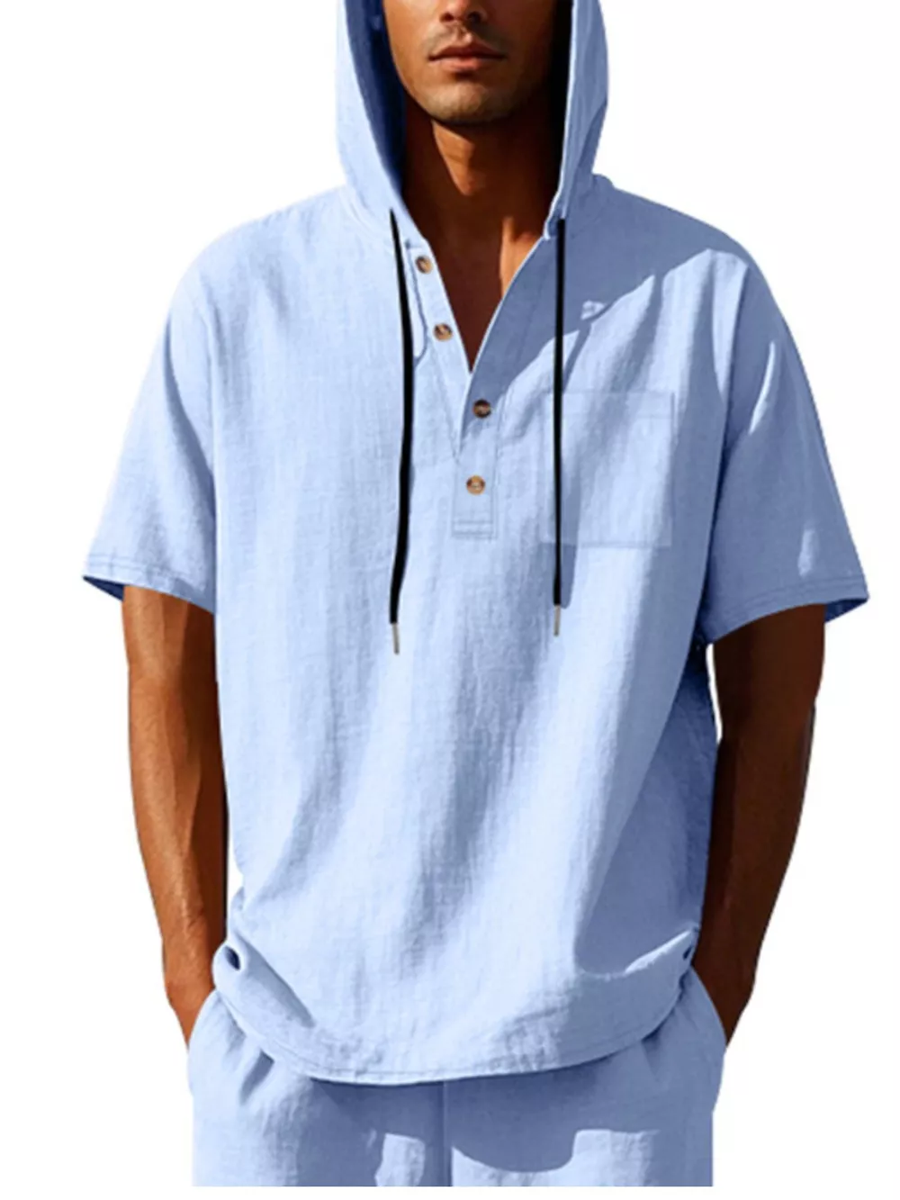 Men's Full Size Casual Short Sleeve Hooded Shirt Plus Size, image 10