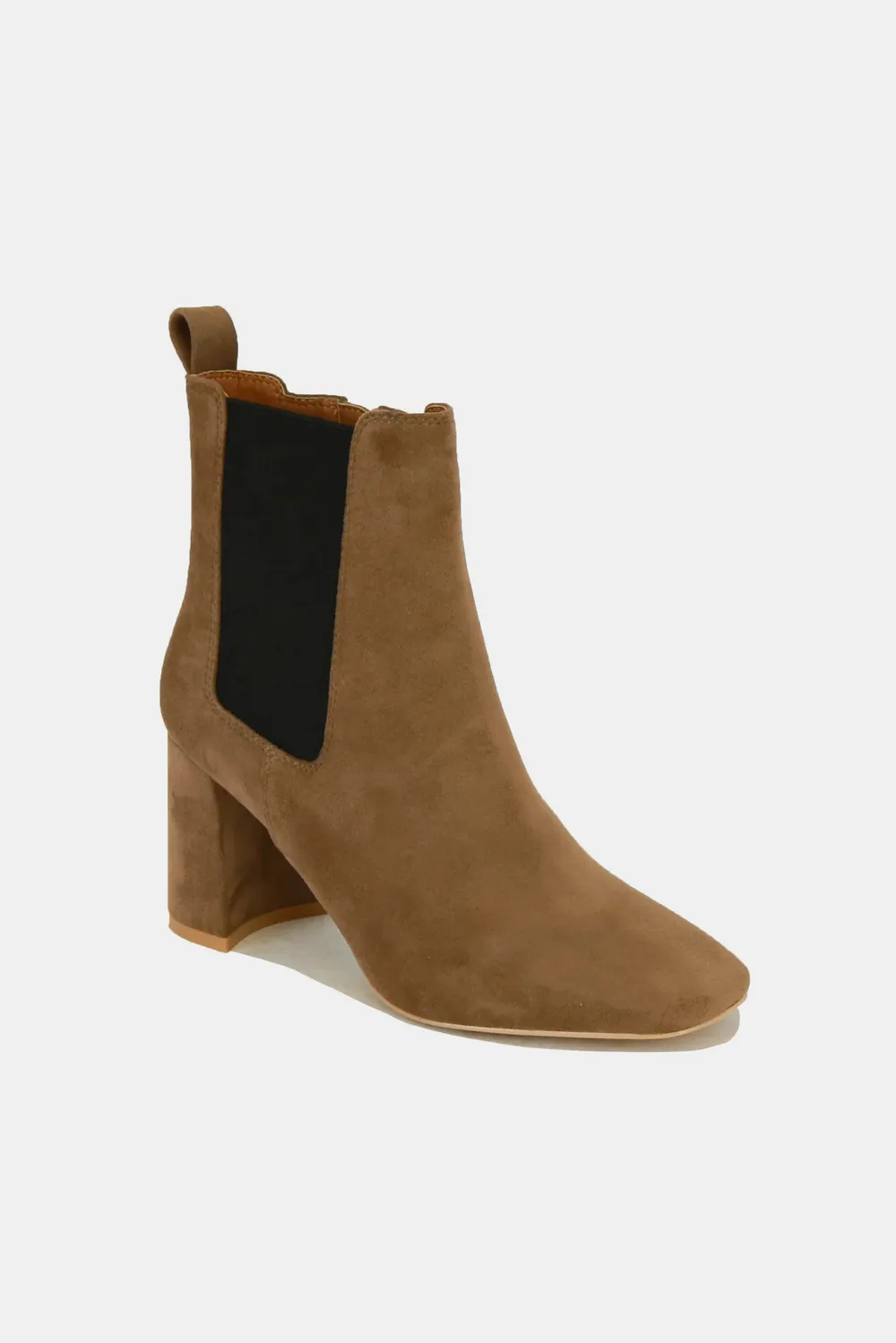 Faux Suede Block Heel Chelsea Boots with Elastic Side Panel, image 2