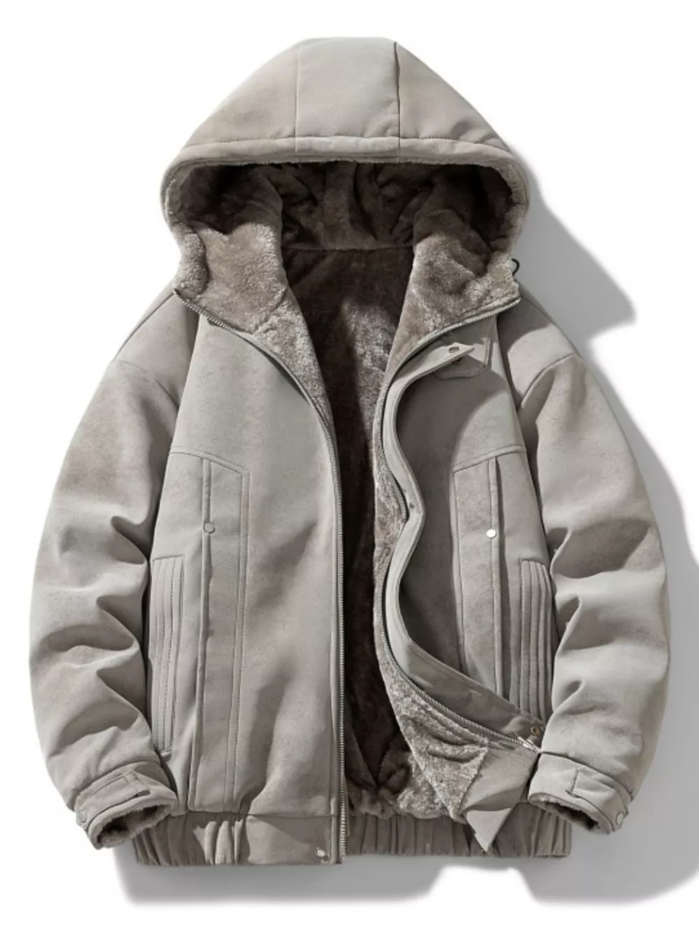 Men's Plus Size Hooded Fleece Lined Winter Jacket, image 5