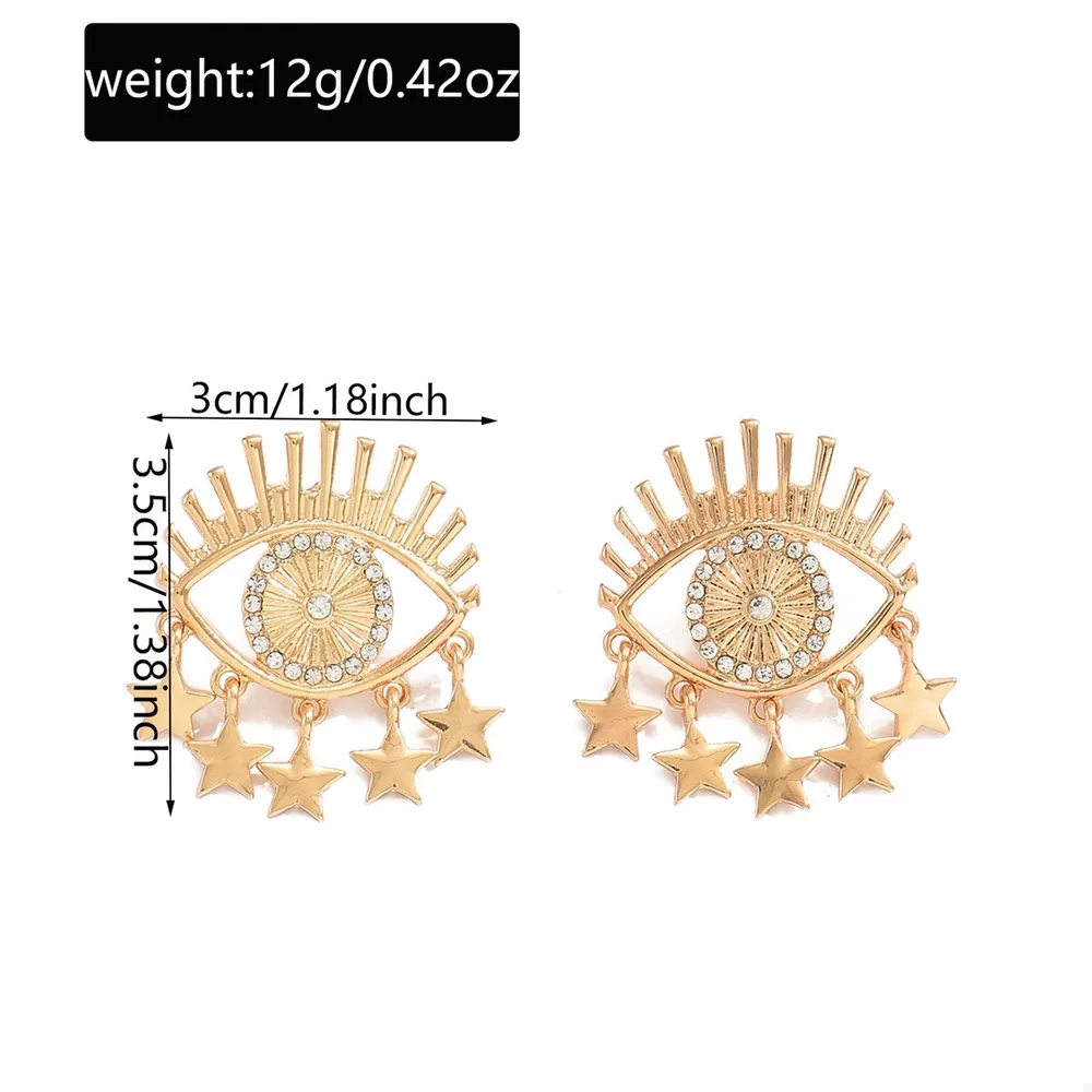 18K Gold-Plated Evil Eye Star Earrings, image 2