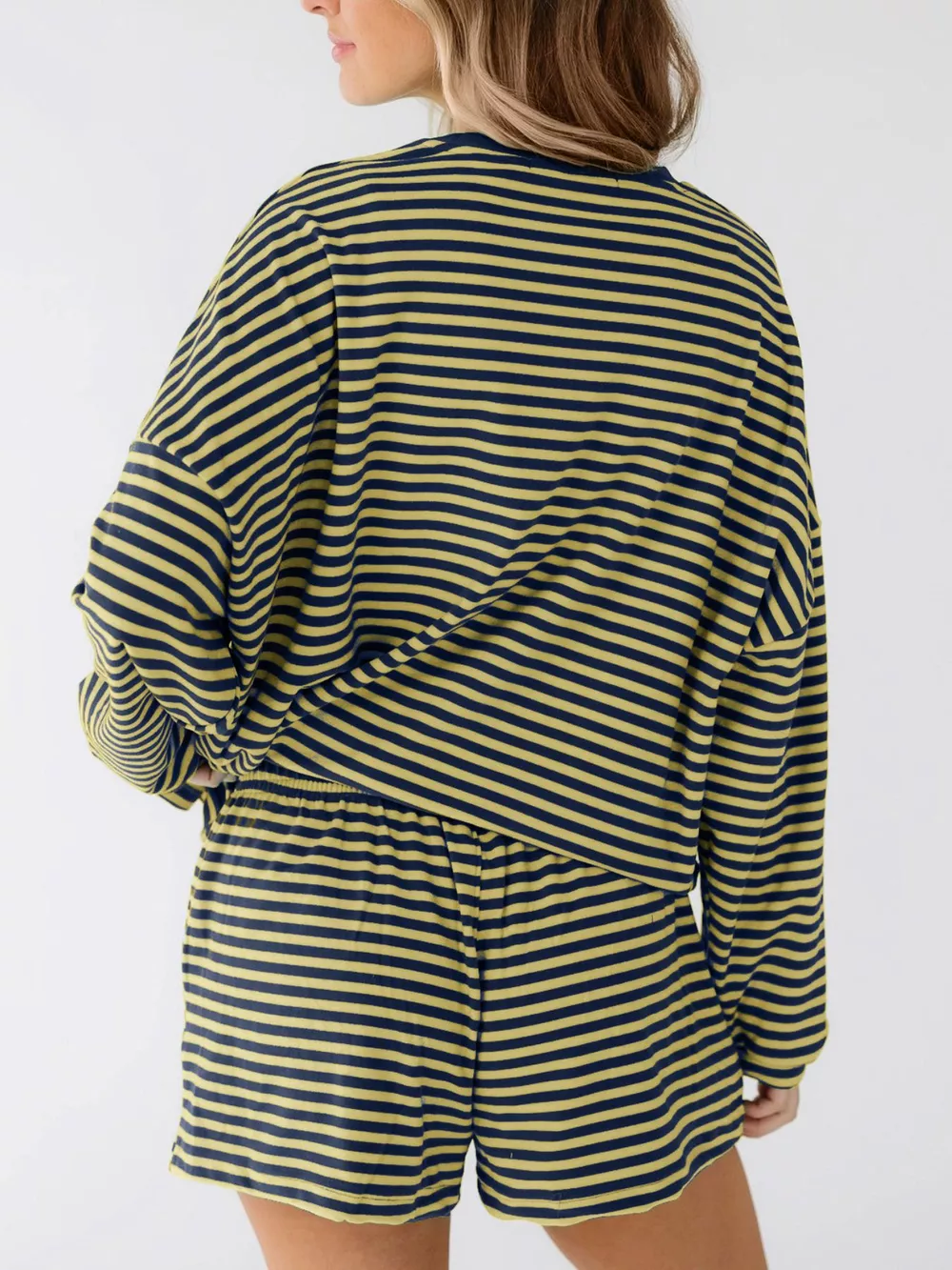 Casual Striped Long Sleeve Top and Shorts Set, image 11