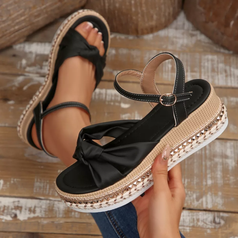 Bow Knot Platform Wedge Sandals, image 3