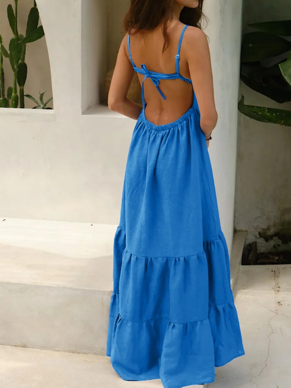 Tiered Maxi Cami Dress with Ruffled Hem, image 2
