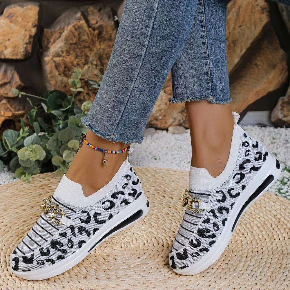 Leopard Round Toe Slip Ons, image 2