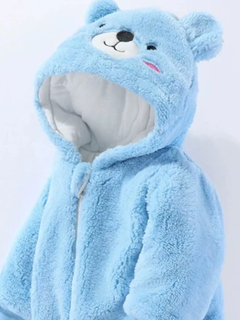 Children's Cozy Bear Hooded Fleece One-Piece, image 9