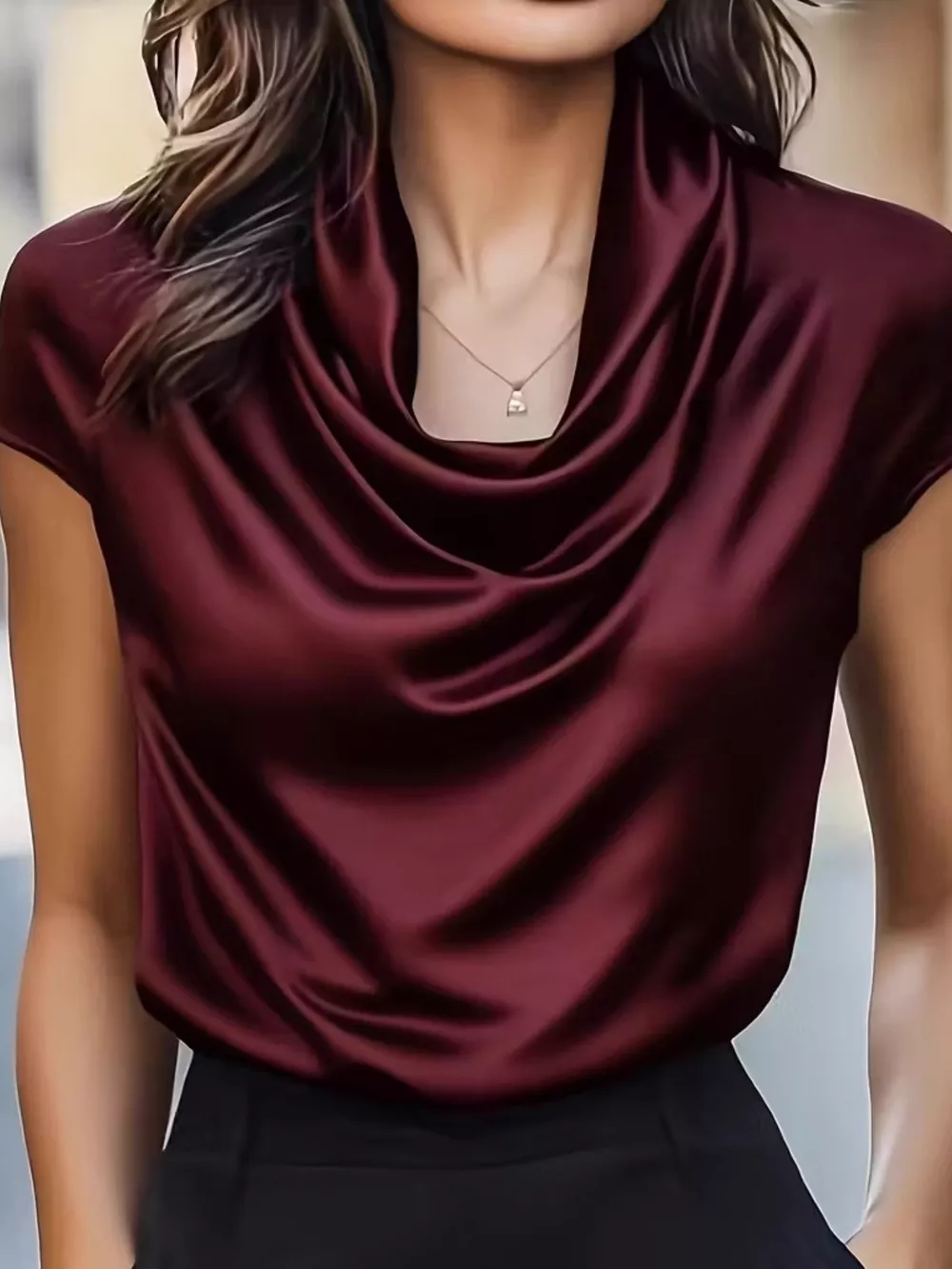 Satin Cowl Neck Blouse, image 2