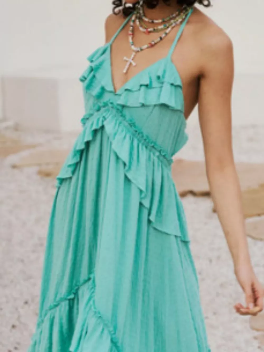 Ruffled Halter Neck Maxi Dress, image 2