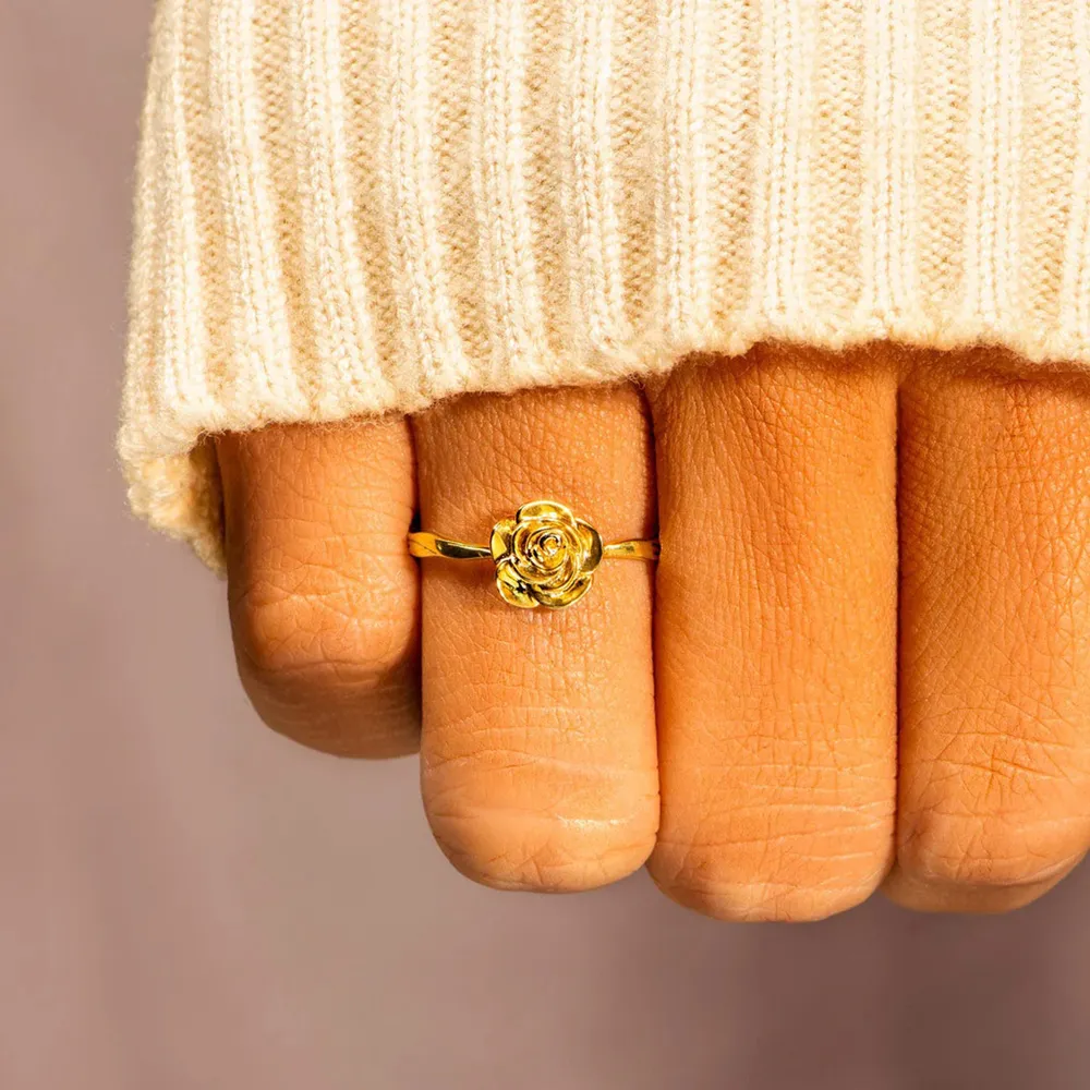 Rose Shape 18K Gold-Plated Ring, image 2