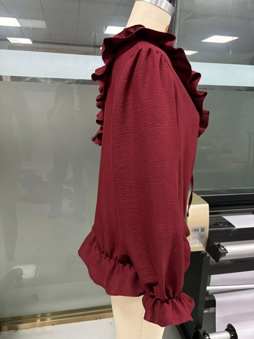 Ruffle V-Neck Long Sleeve Blouse, image 11