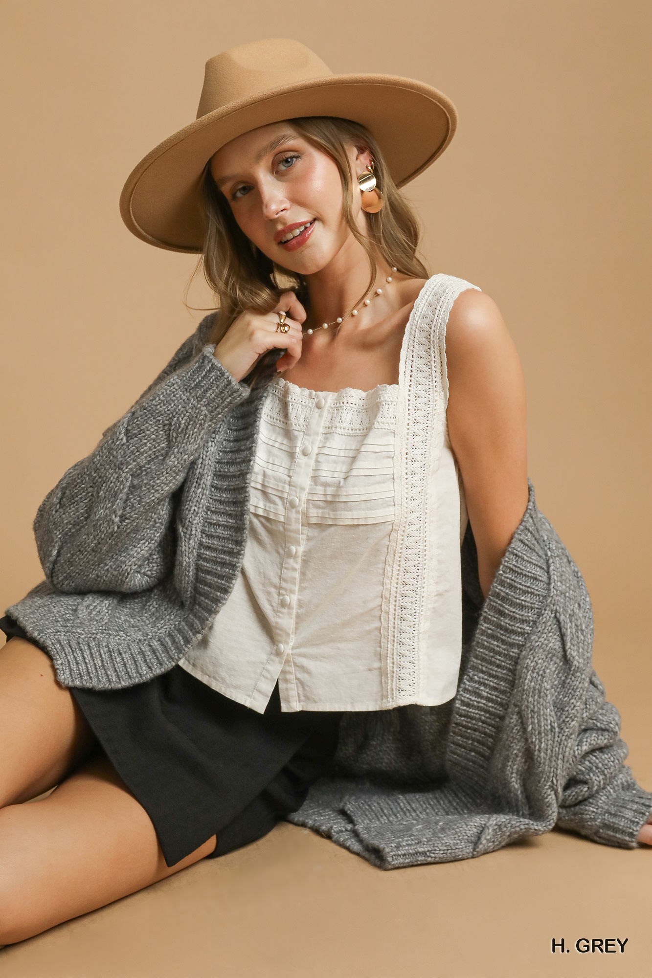Chunky Cable Knit Open Front Cardigan, image 4