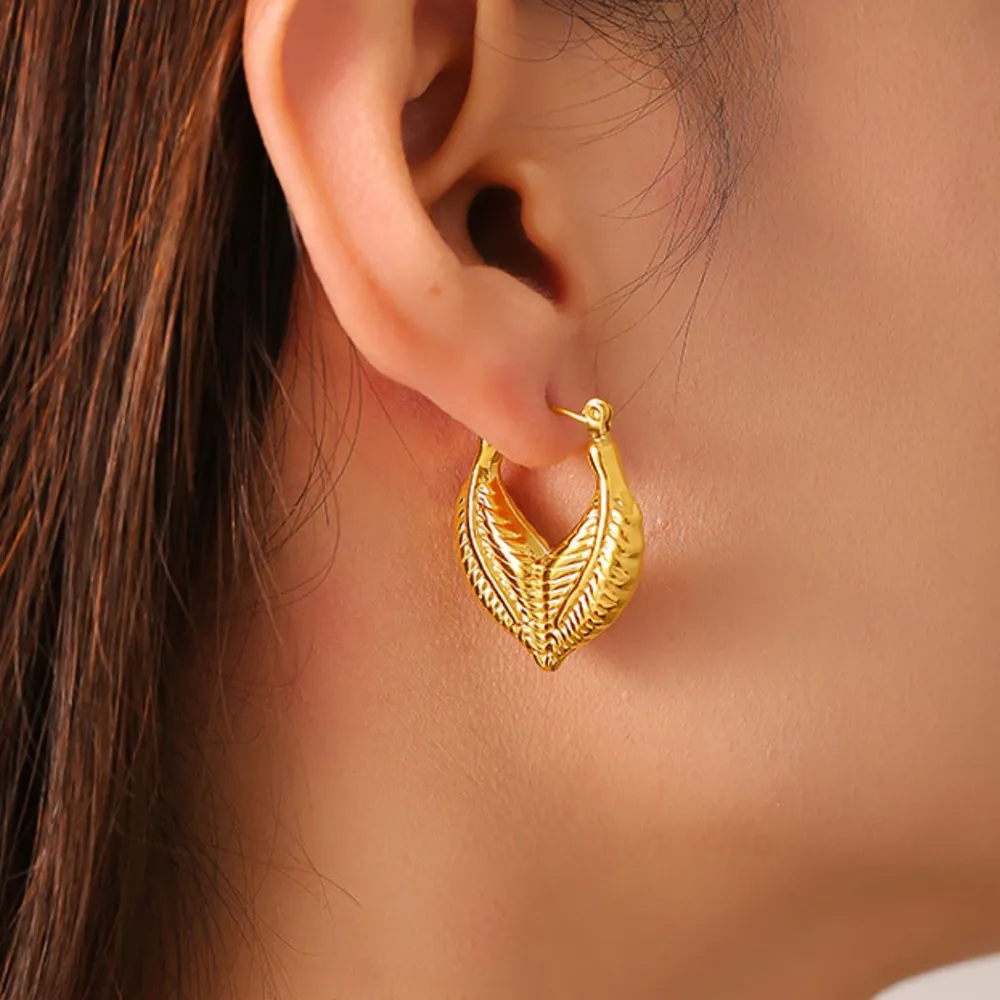 Titanium Steel Leaf Shape Earrings, image 3