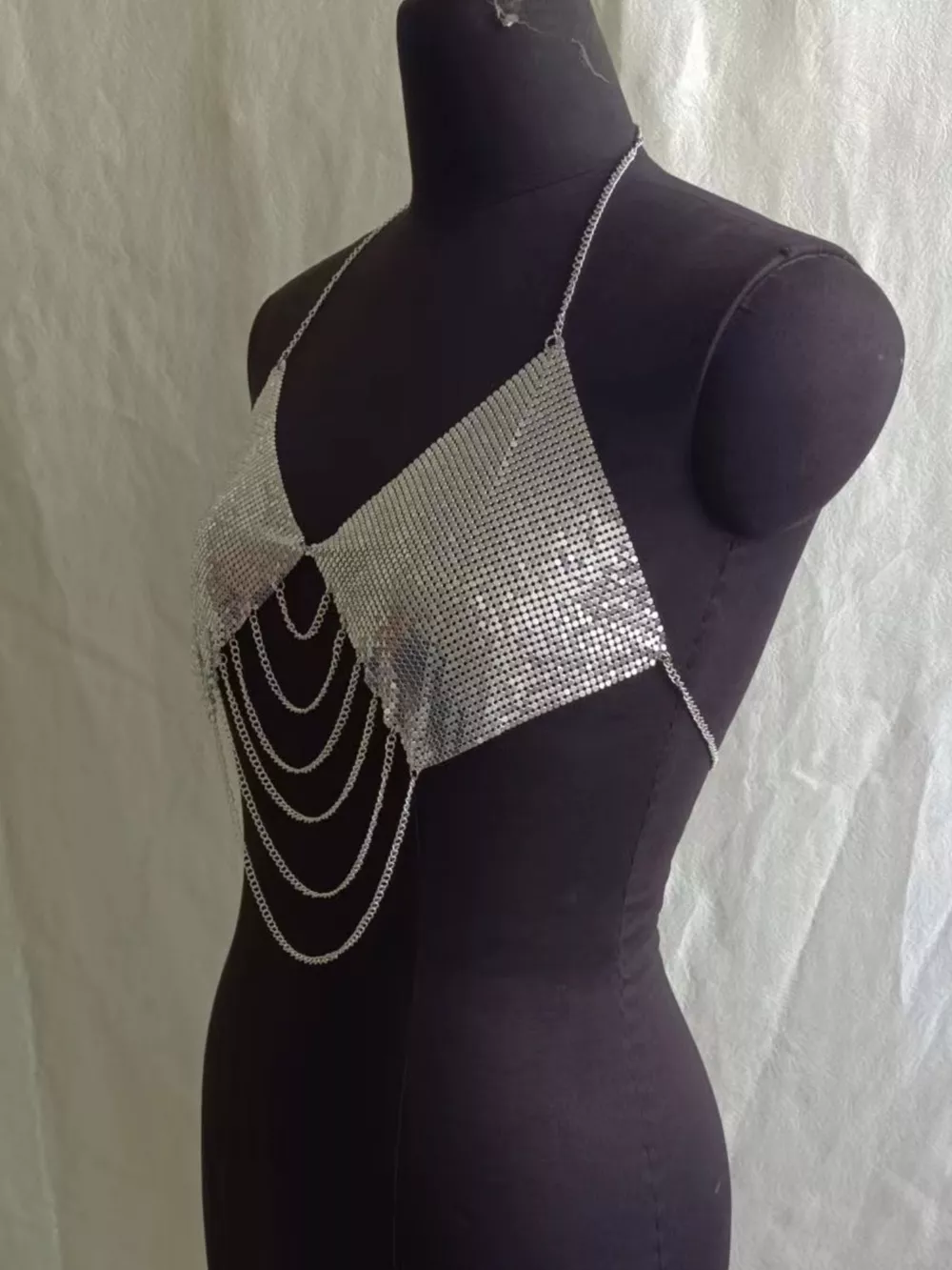 Metallic Chainmail Halter Cami Top, image 17