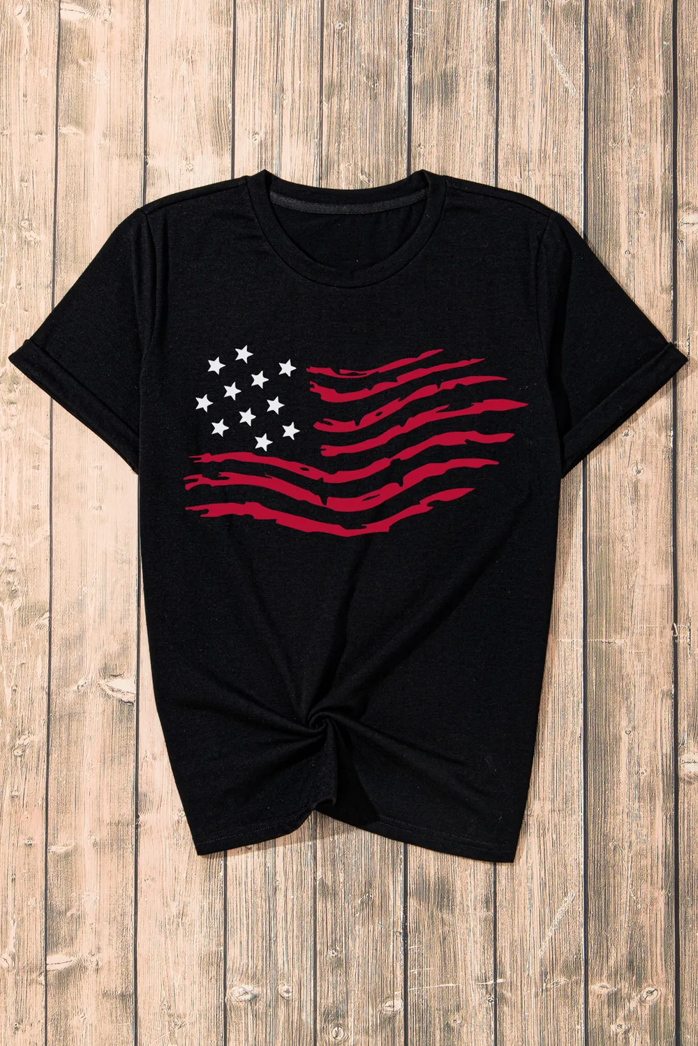 US Flag Round Neck Short Sleeve T-Shirt, image 2