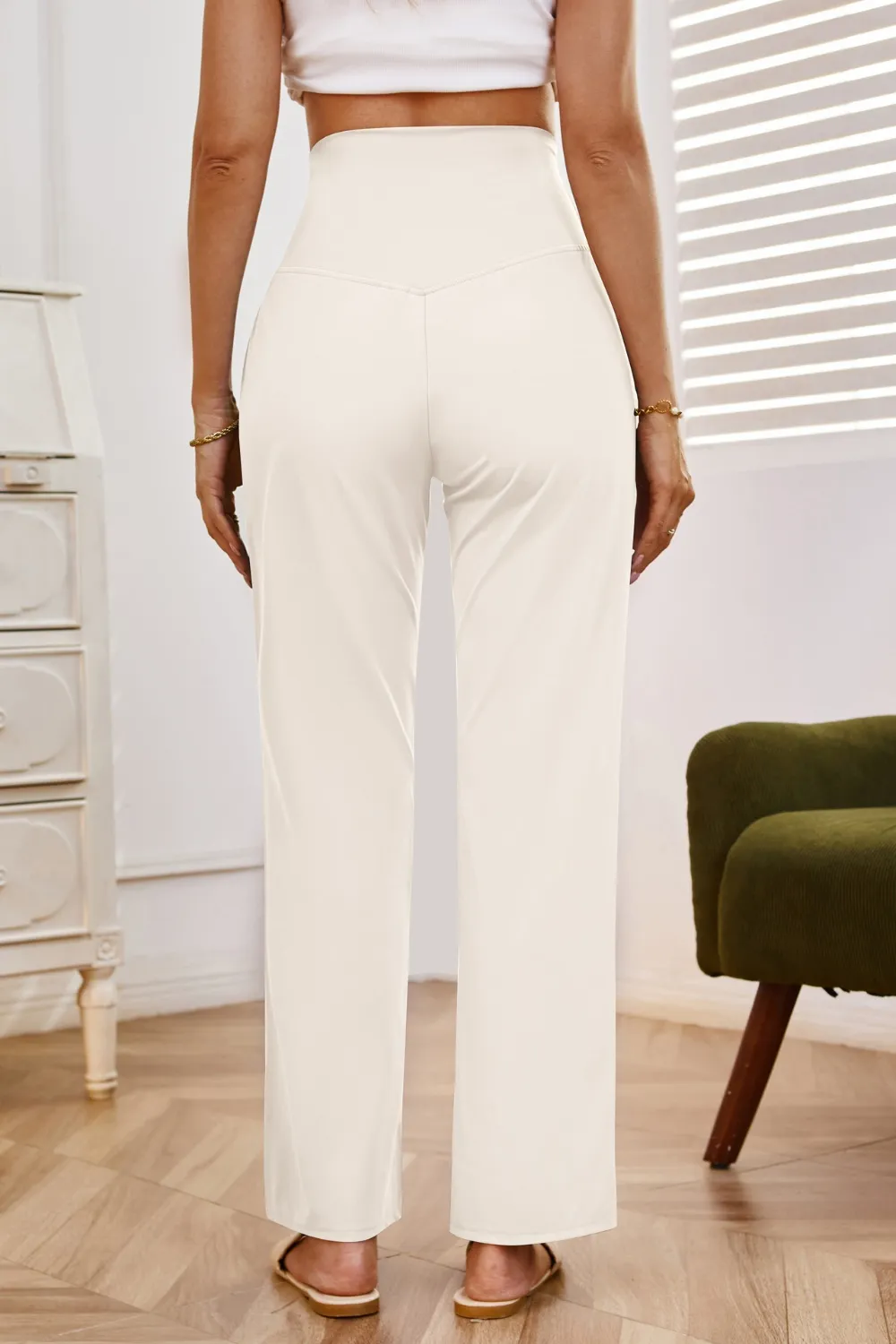 High Waist Wide Leg Pants with Pockets, image 3