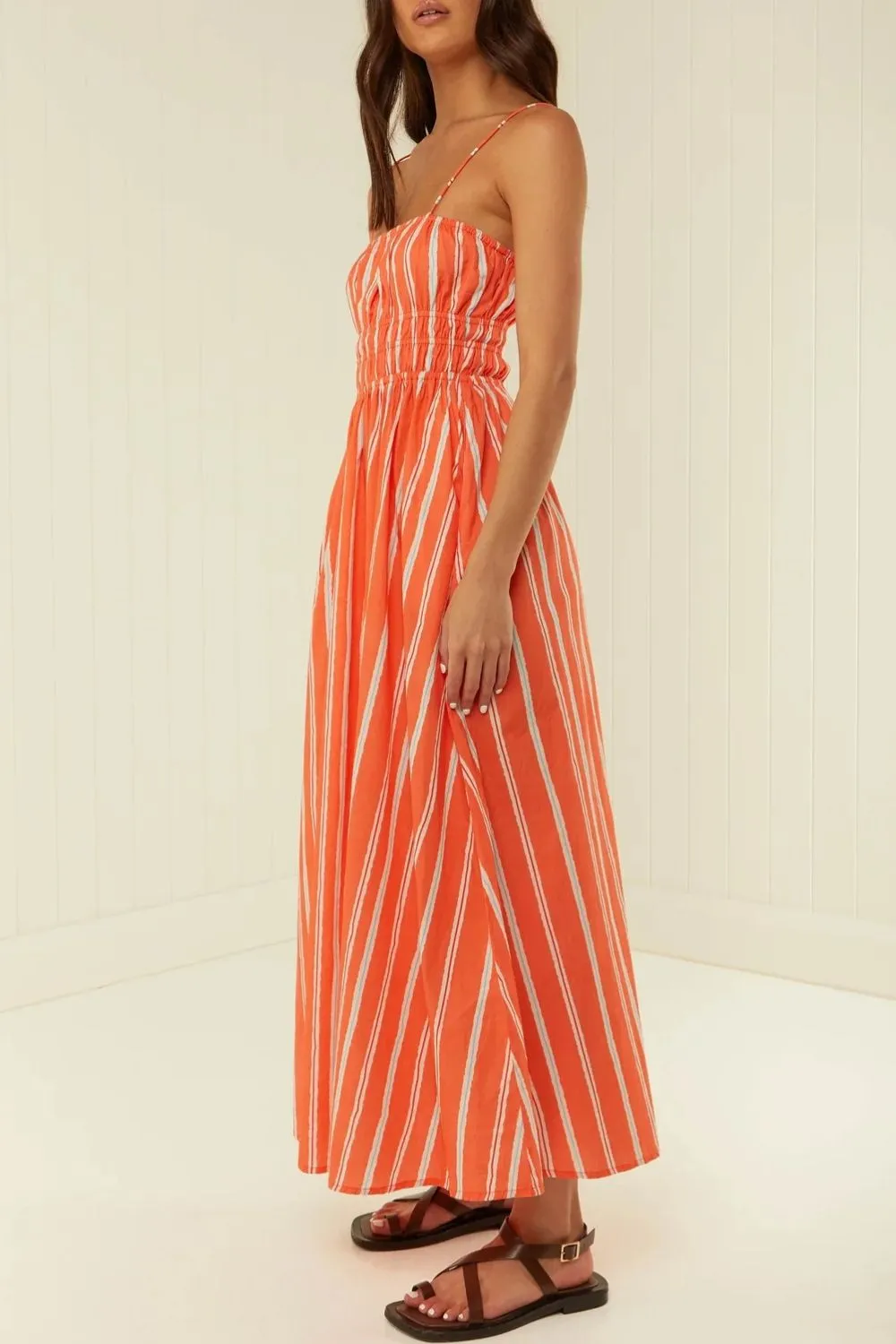 Striped Square Neck Cami Dress, image 2