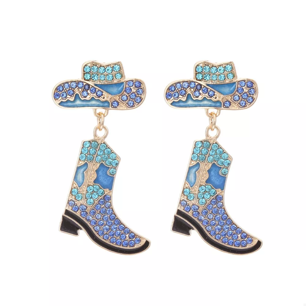 Cowboy Hat Boot Dangle Earrings, image 2