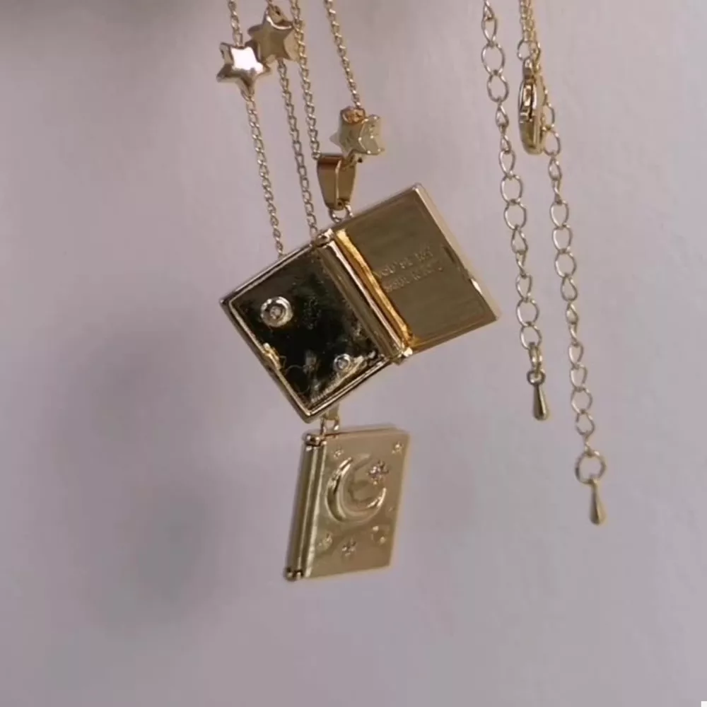 18K Gold-Plated Star Moon Zircon Lock Necklace, image 5