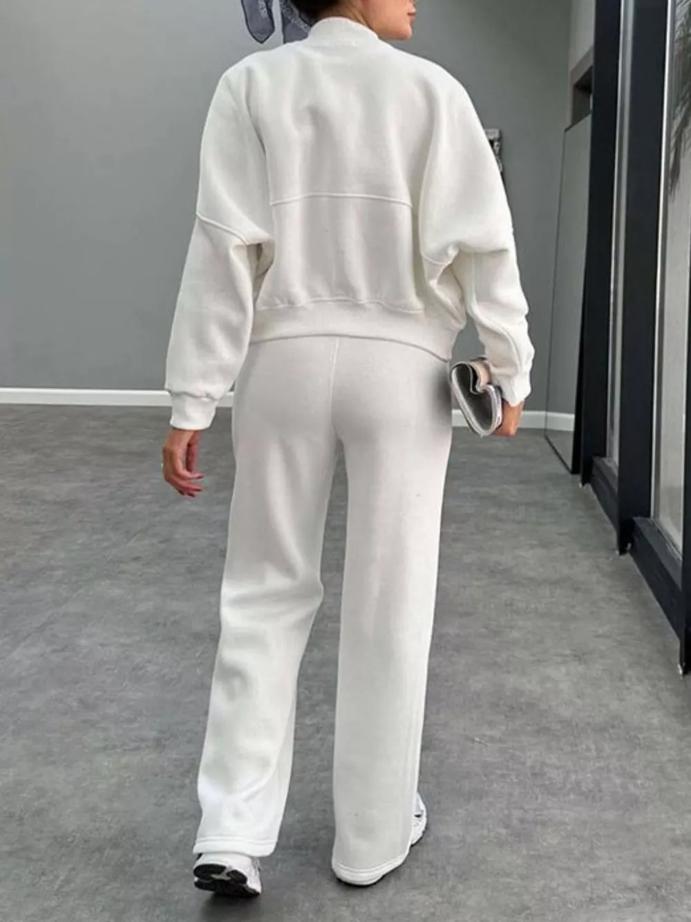 Baseball Collar Zip Up Outerwear and Drawstring Pants Set, image 3