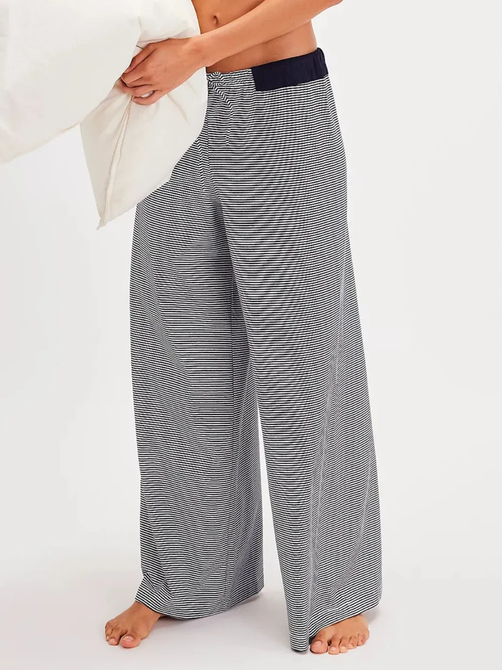 Drawstring Striped Wide Leg Pants, image 9