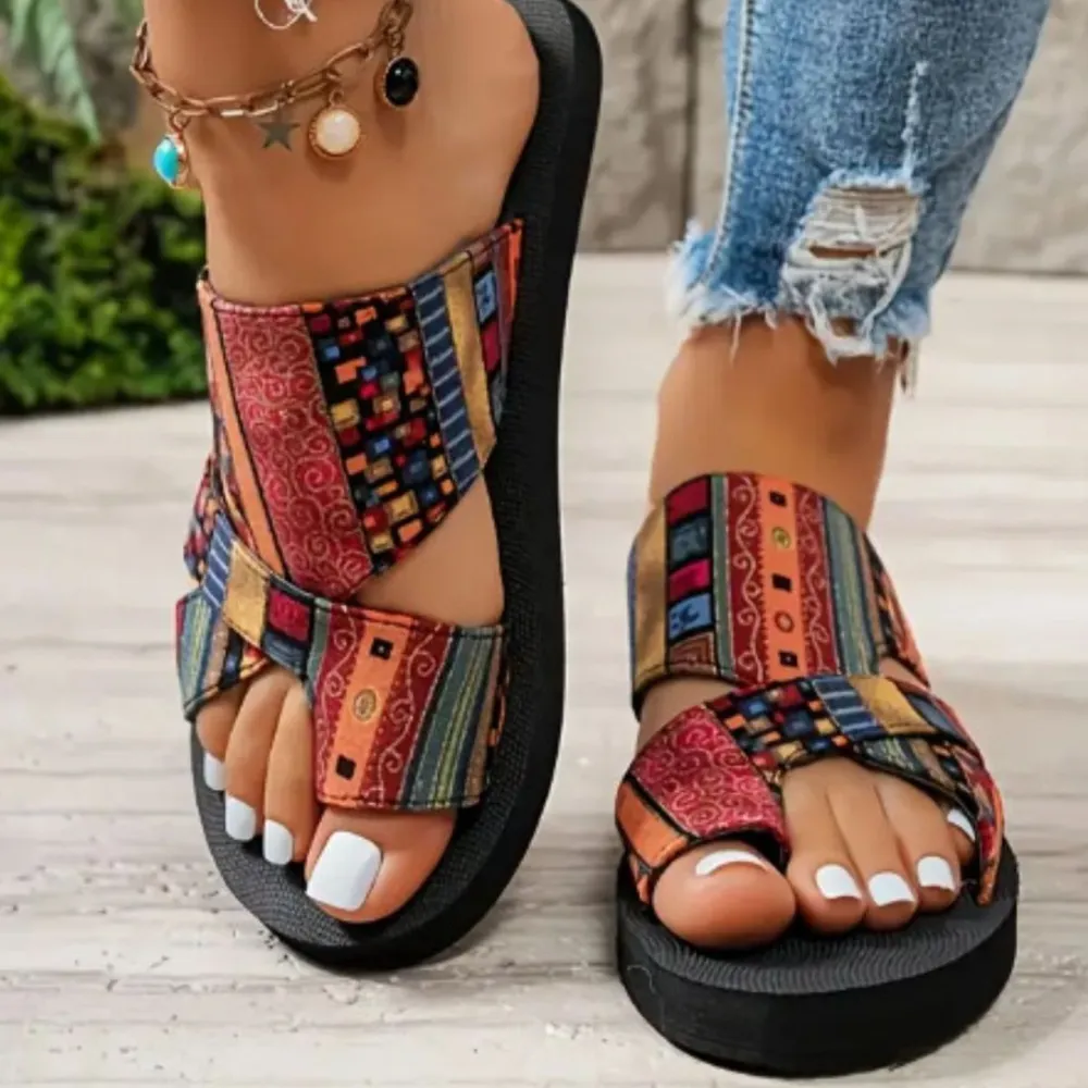 Bohemian Patterned Cutout Sandals, image 2