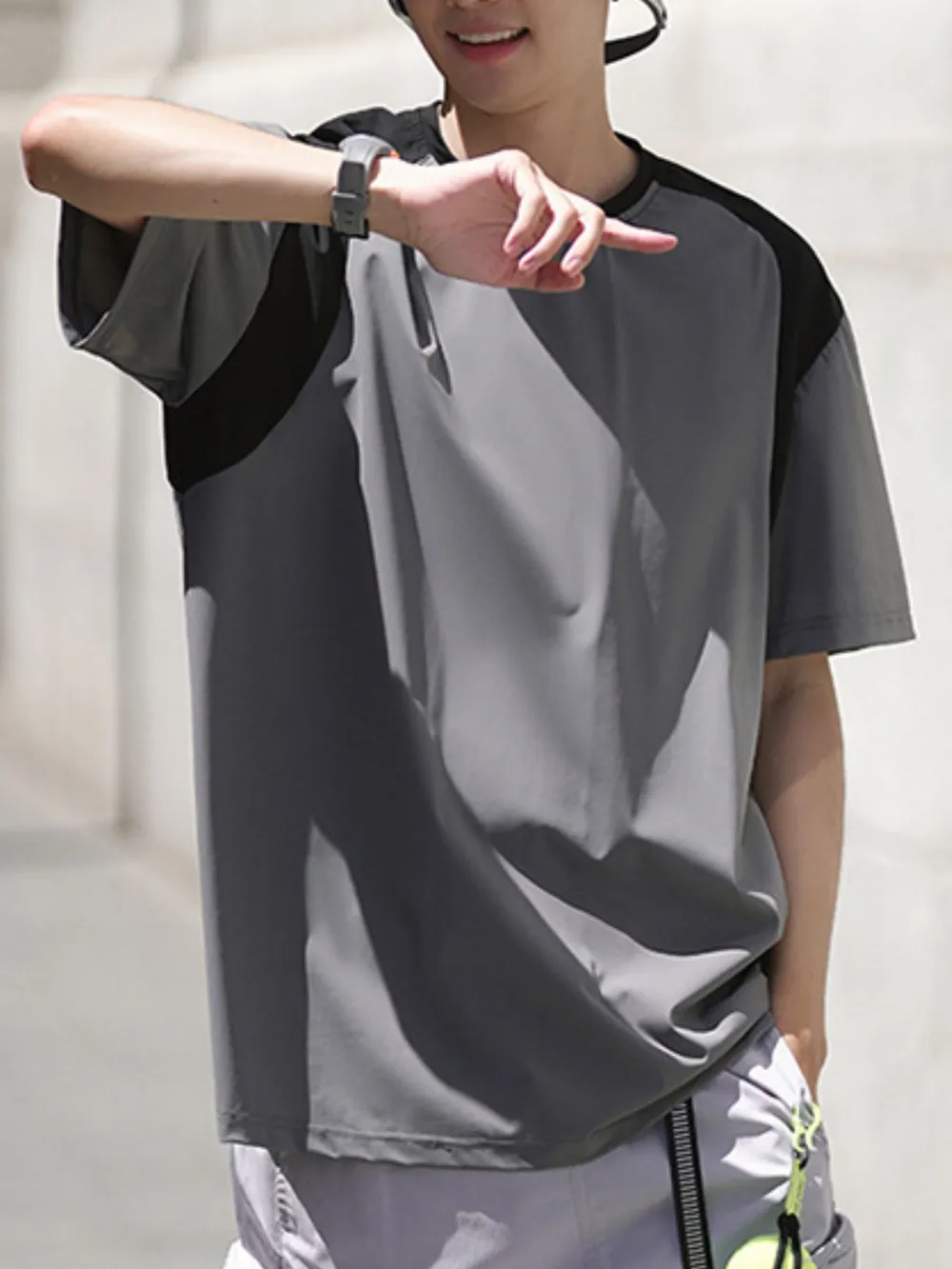 Men's Contrast Round Neck Short Sleeve T-Shirt, image 4