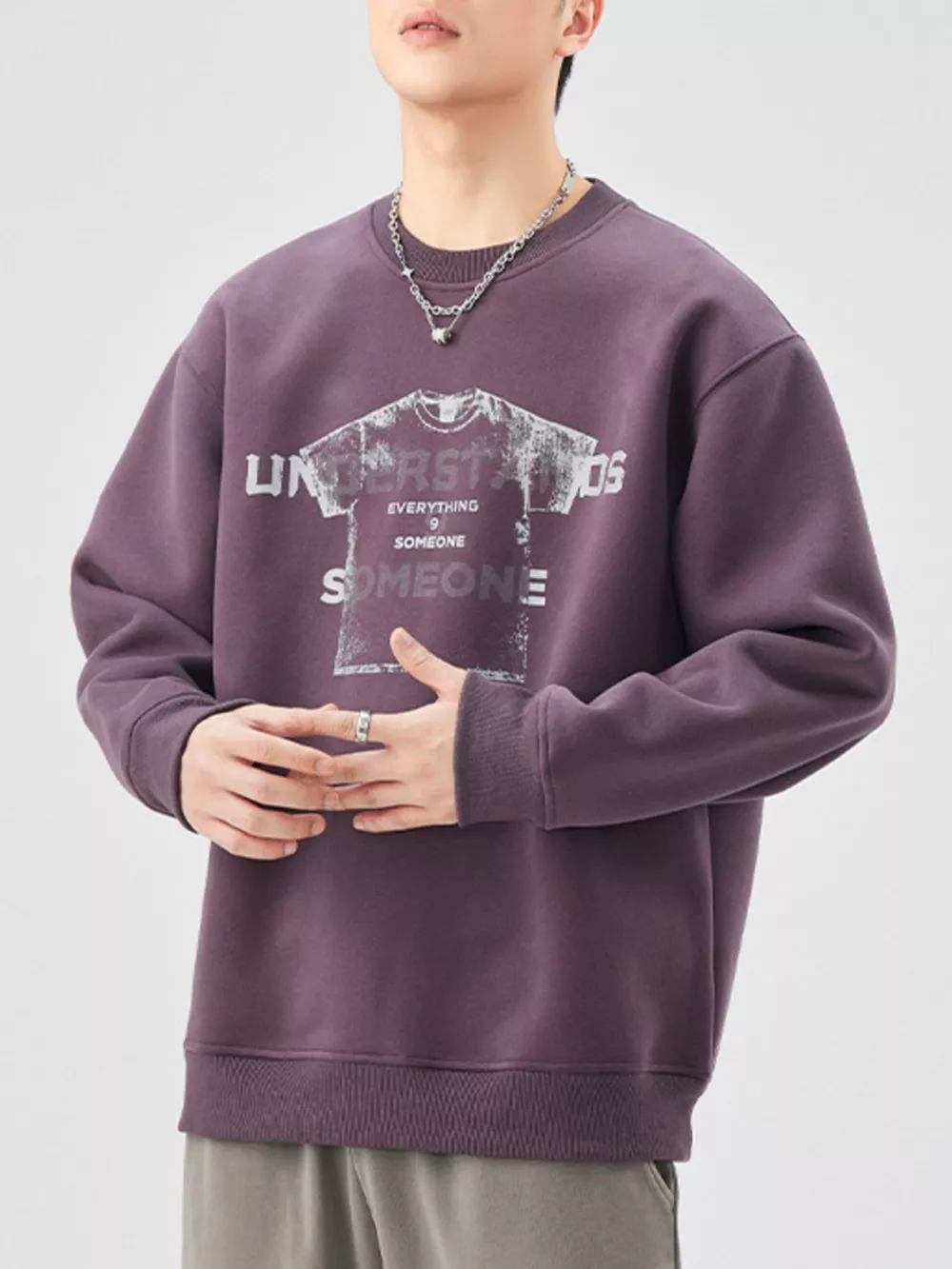 Men's Plus Size Graphic Crew Neck Sweatshirt, image 10