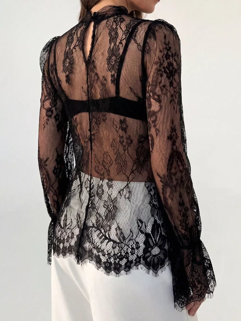 Lace Flounce Sleeve Top, image 4