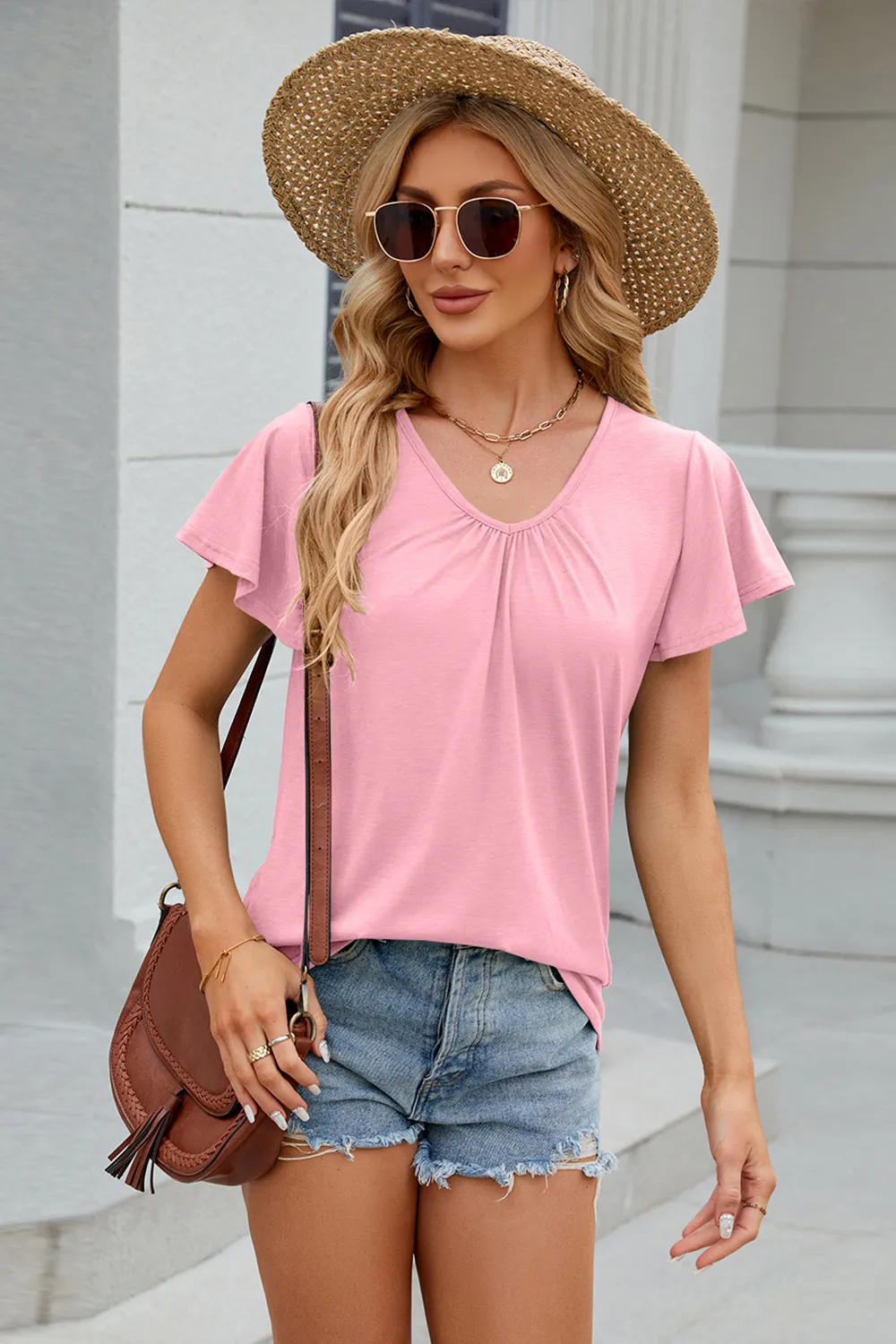 V-Neck Short Sleeve T-Shirt, image 6