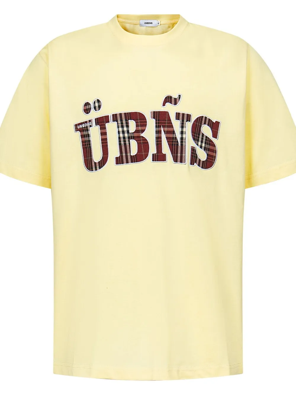 Men's UBNS Plaid Letter Oversized T-Shirt, image 2