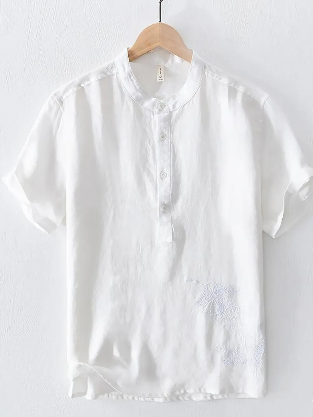 Men's Plus Size Button Detail Short Sleeve Top, image 2