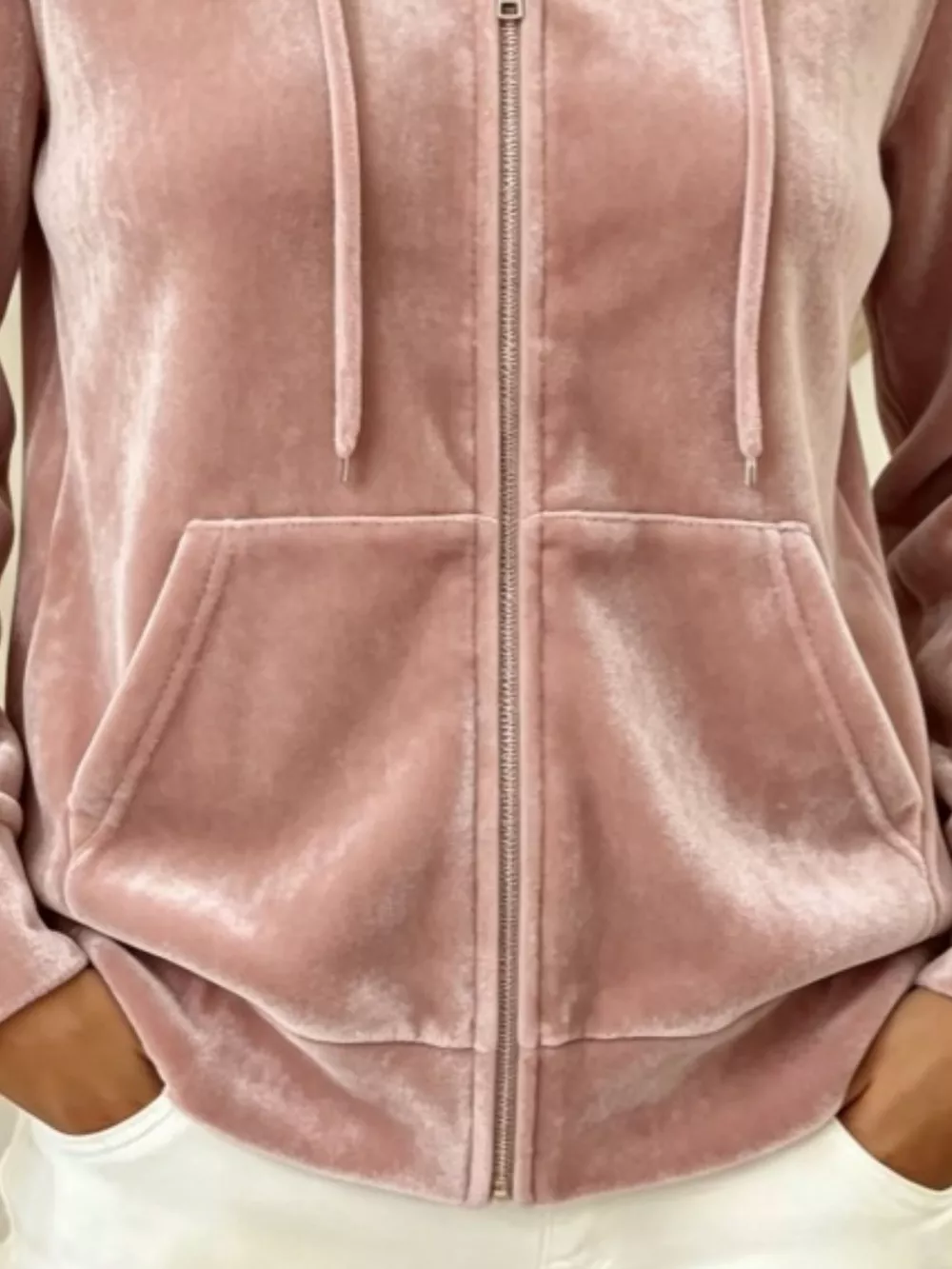 Full Size Velvet Zip-Up Outerwear with Drawstring Plus Size, image 24