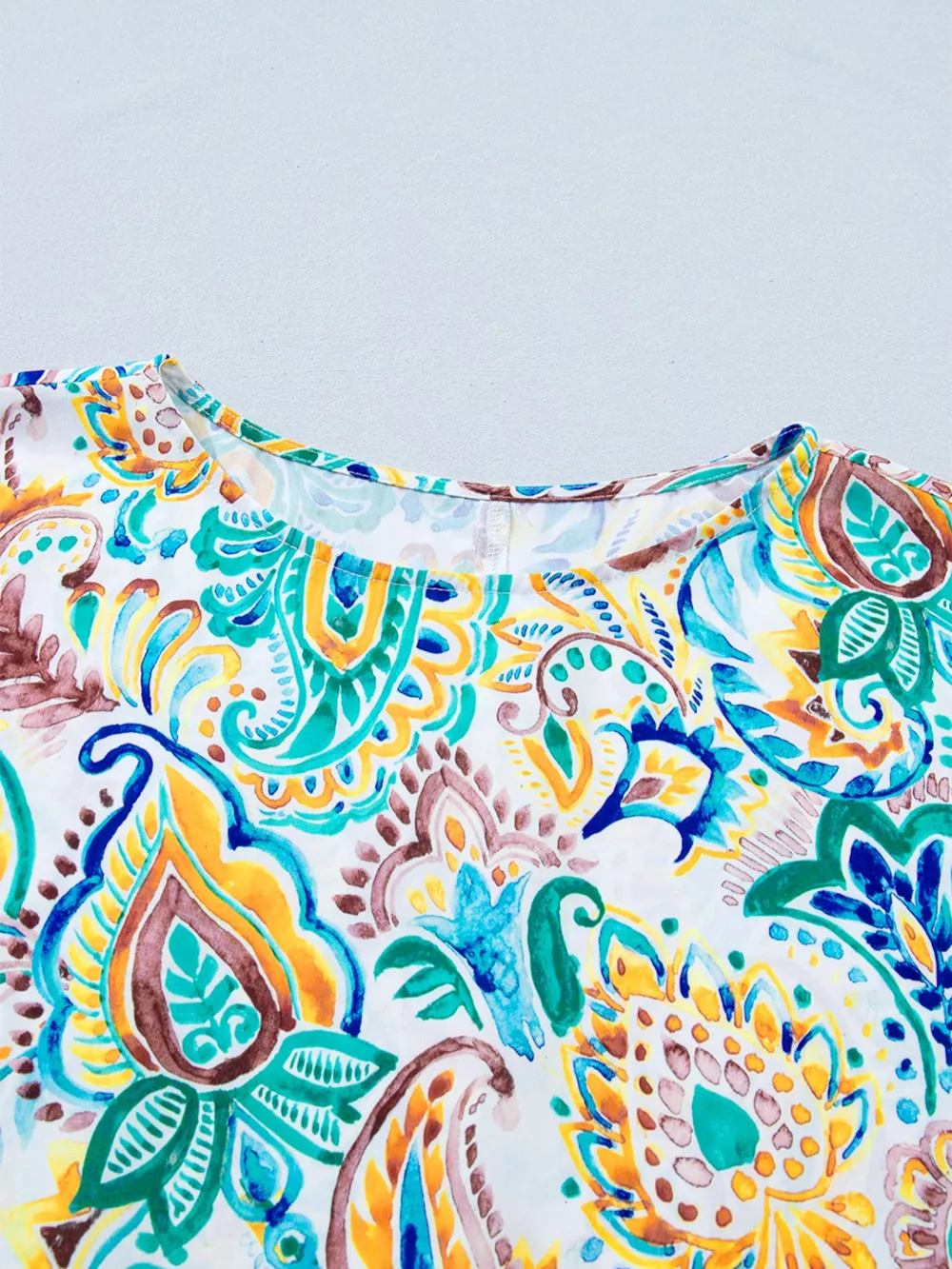 Paisley Floral Printed Puff Sleeve Blouse, image 5