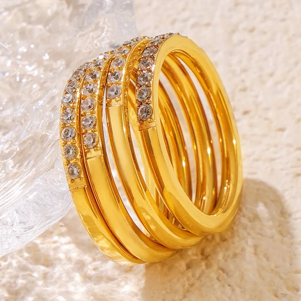 Titanium Steel Inlaid Zircon Ring, image 4