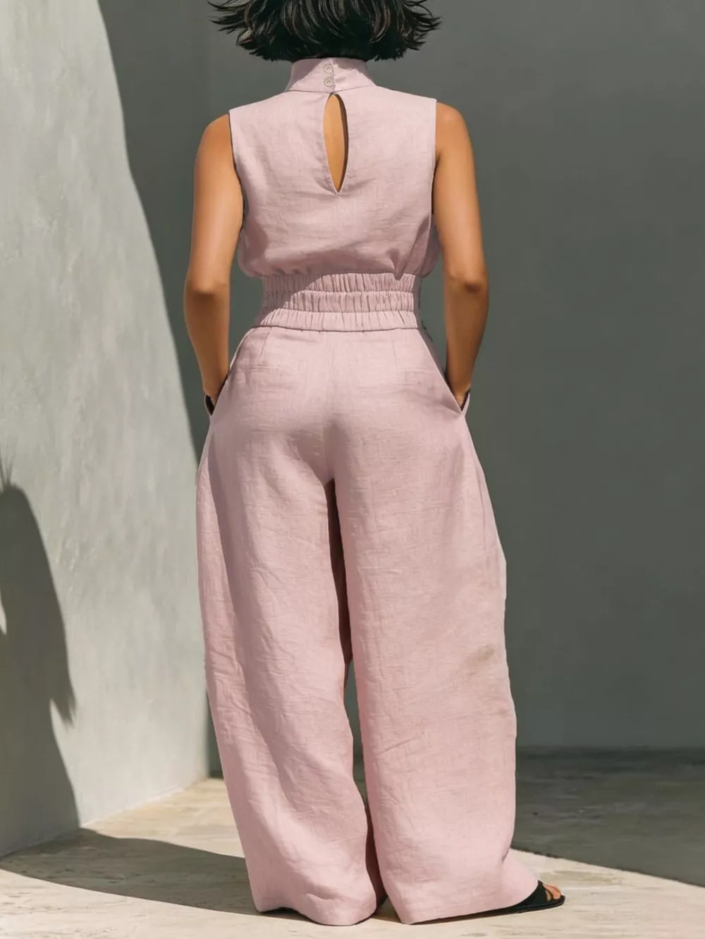 Turtleneck Sleeveless Top and Wide-Leg Pants Set, image 8