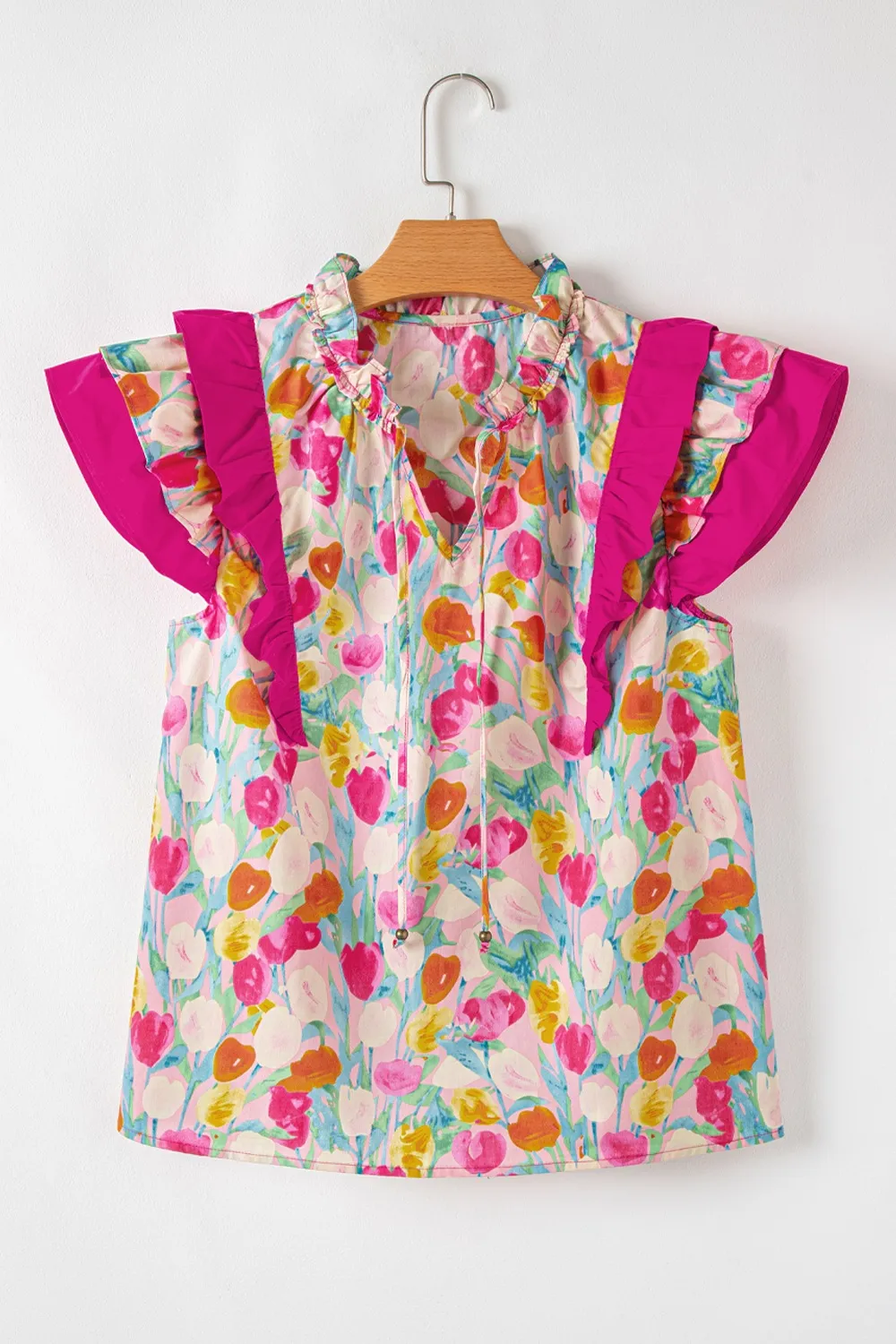 Floral Ruffle Layered Sleeve Blouse, image 2