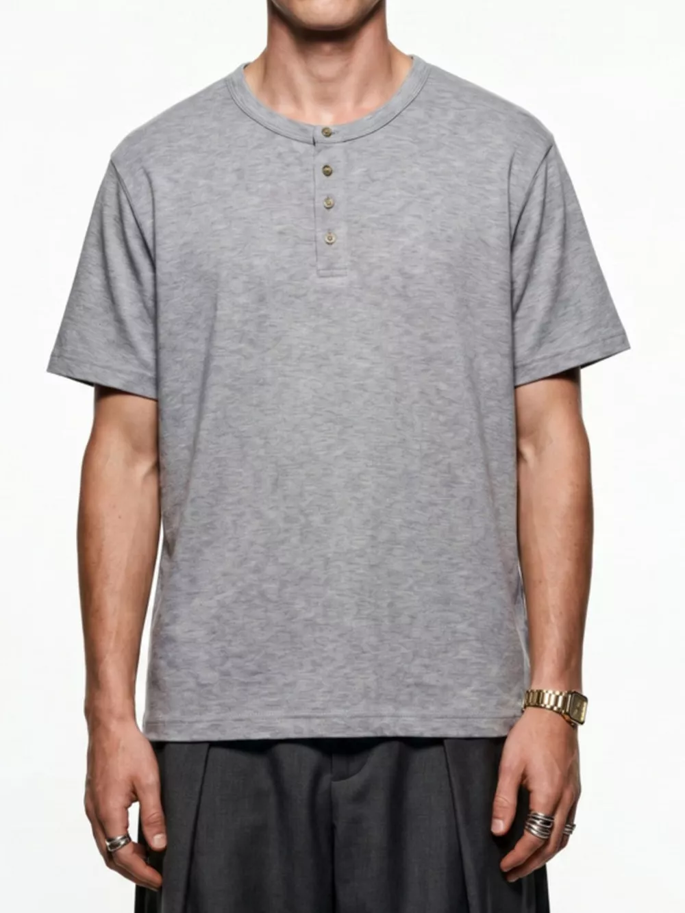 Men's Short Sleeve Henley T-Shirt, image 8
