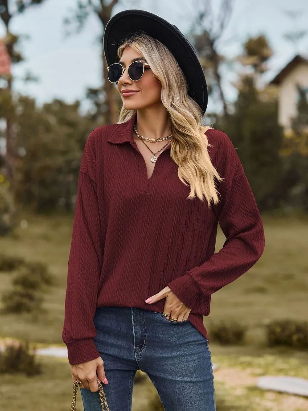 Johnny Collar Long Sleeve Top, image 8