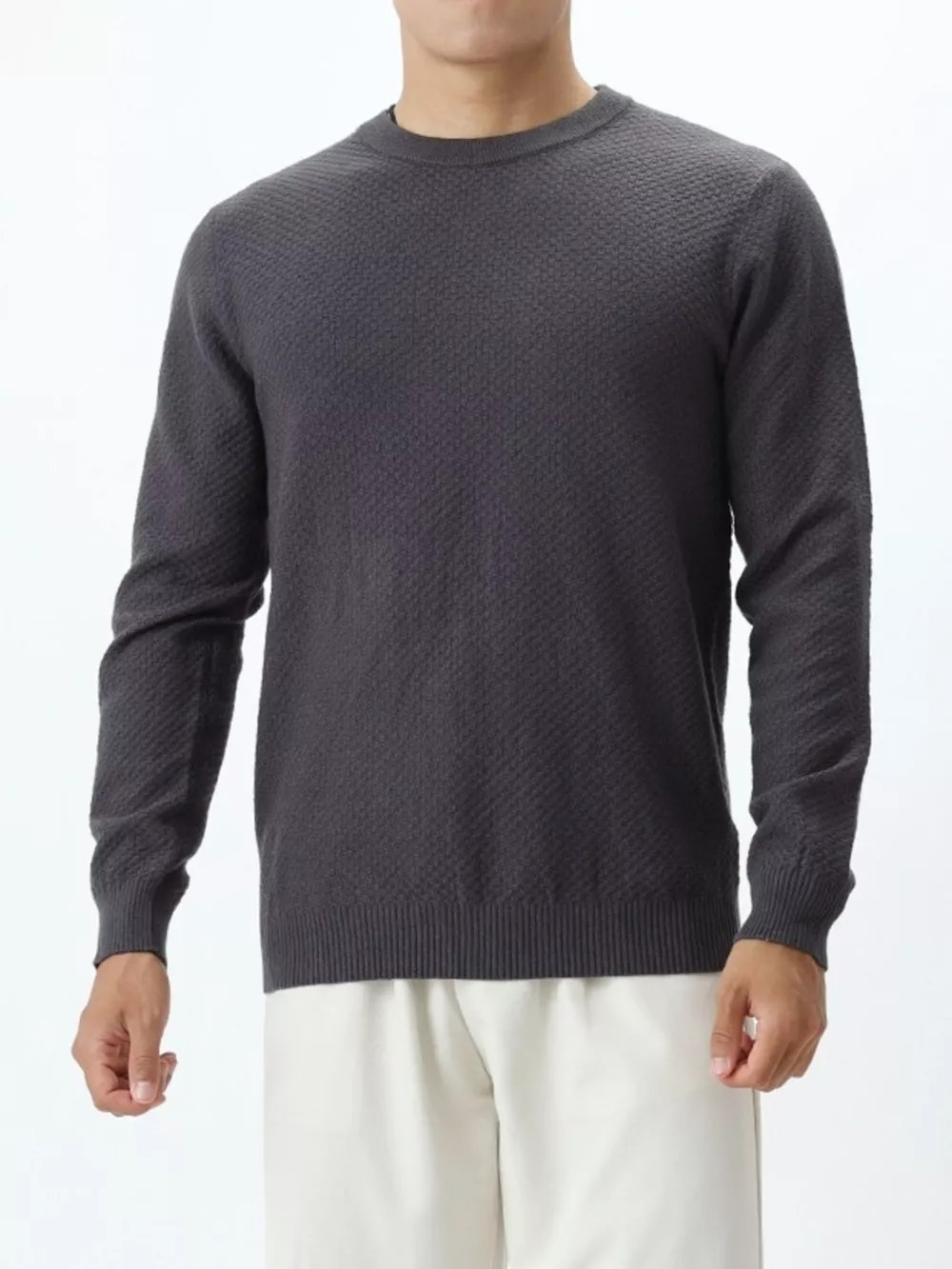 Men's Plus Size Textured Crew Neck Sweater, image 11