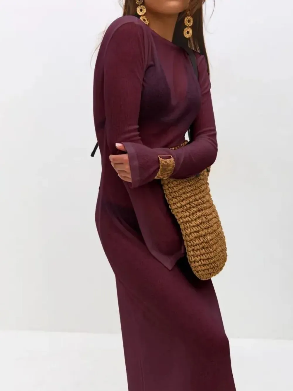 Backless Long Sleeve Maxi Cover-Up, image 2