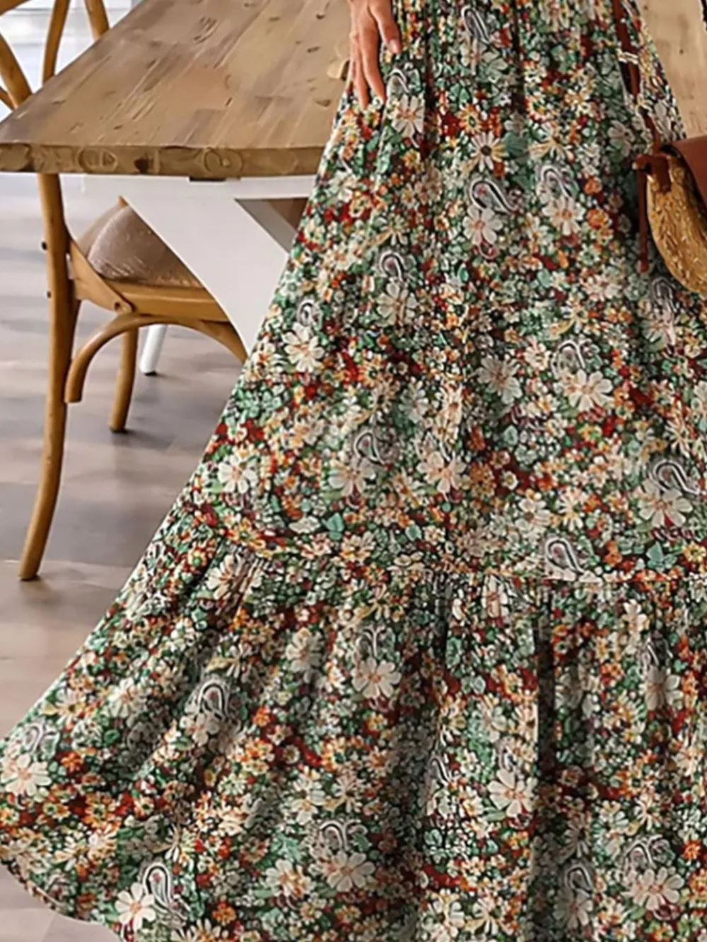Floral Print Maxi Dress with Spaghetti Straps, image 6
