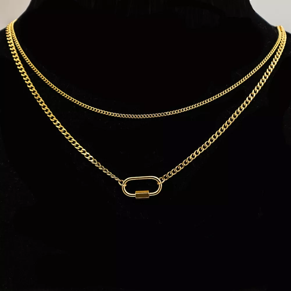 18K Gold-Plated Double Layered Necklace, image 2