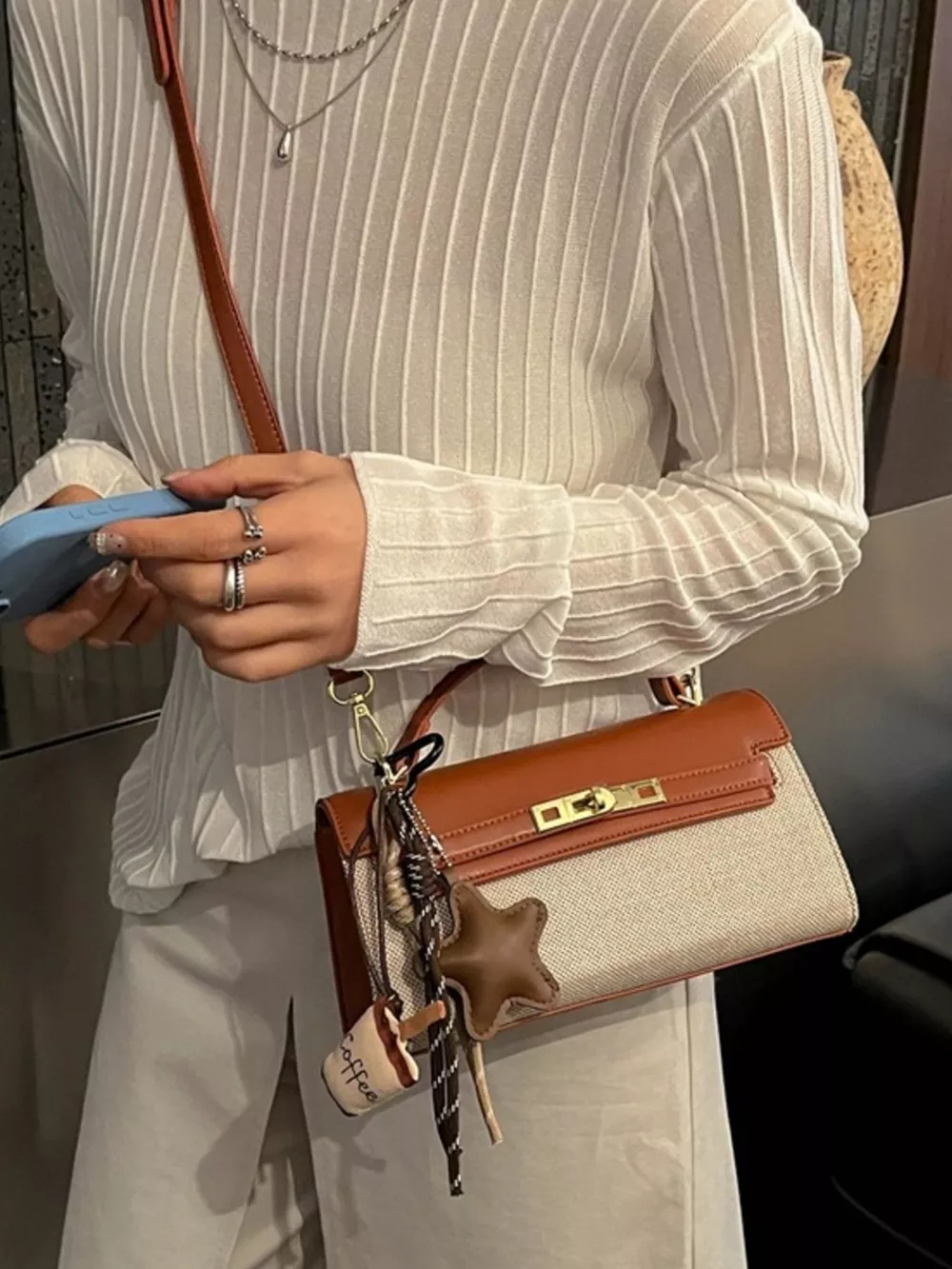 Two-Tone Flap Crossbody Bag, image 8