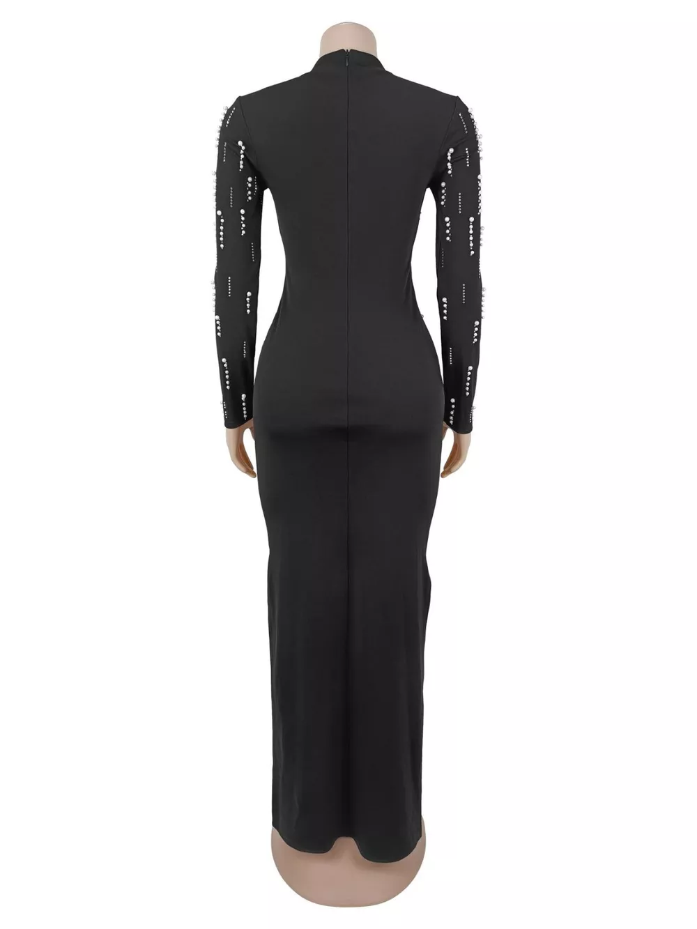 Pearl Detail Long Sleeve Maxi Dress, image 7